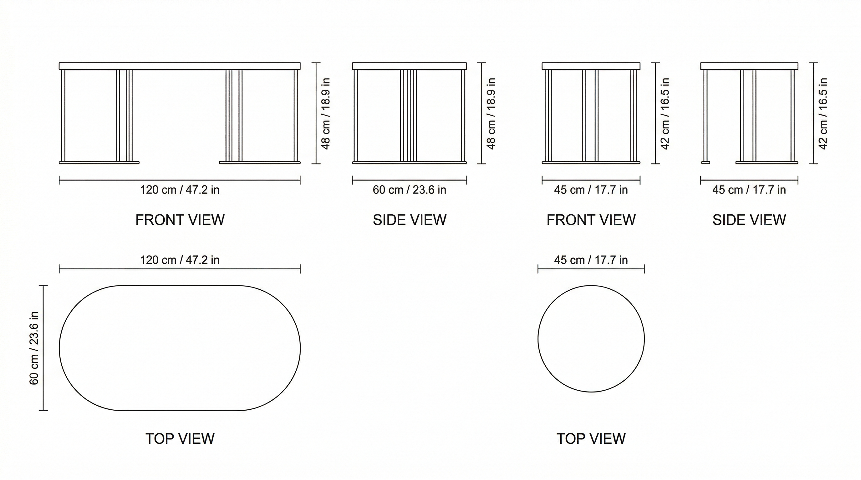 Johns Creek Coffee Table Set dimensions