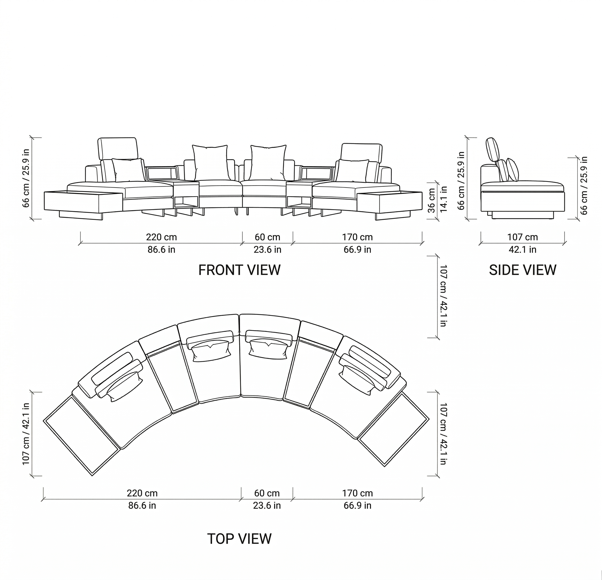 Cloud Sectional Sofa dimensions