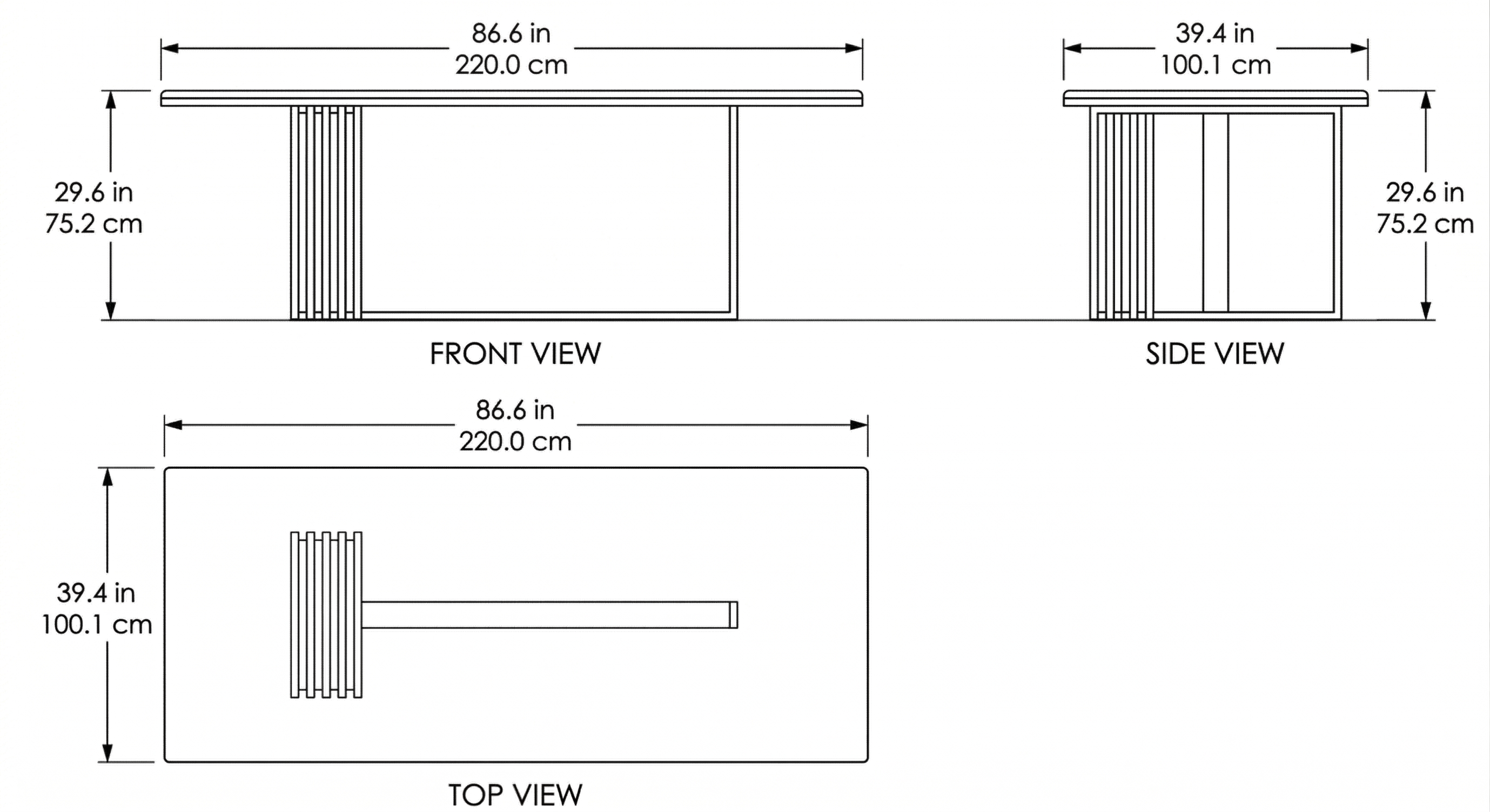 Crimson Marble Dining Table dimensions