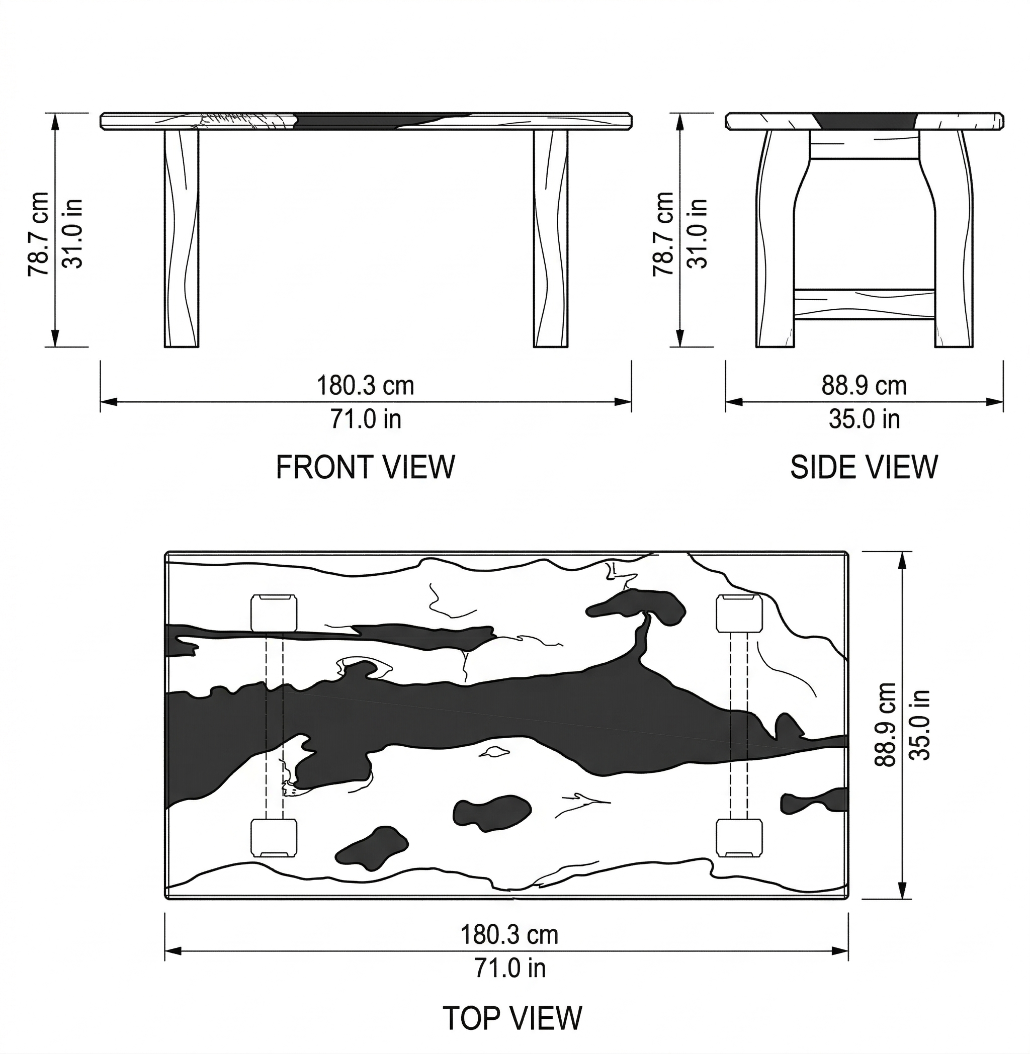 High End Epoxy Table dimensions