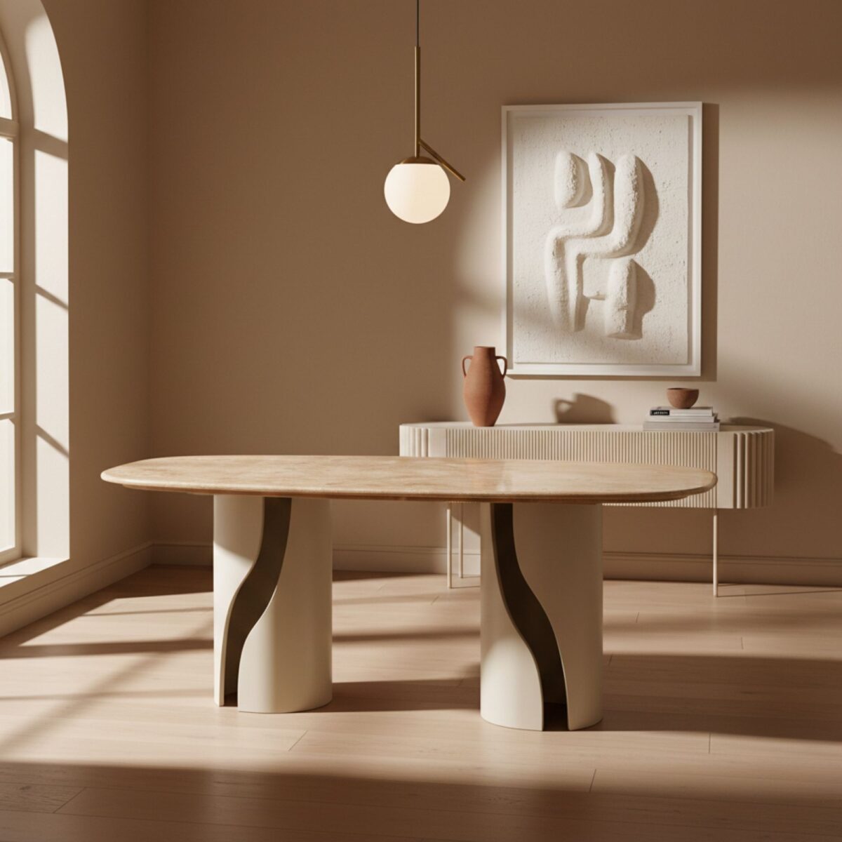 Travertine Marble Dining Table