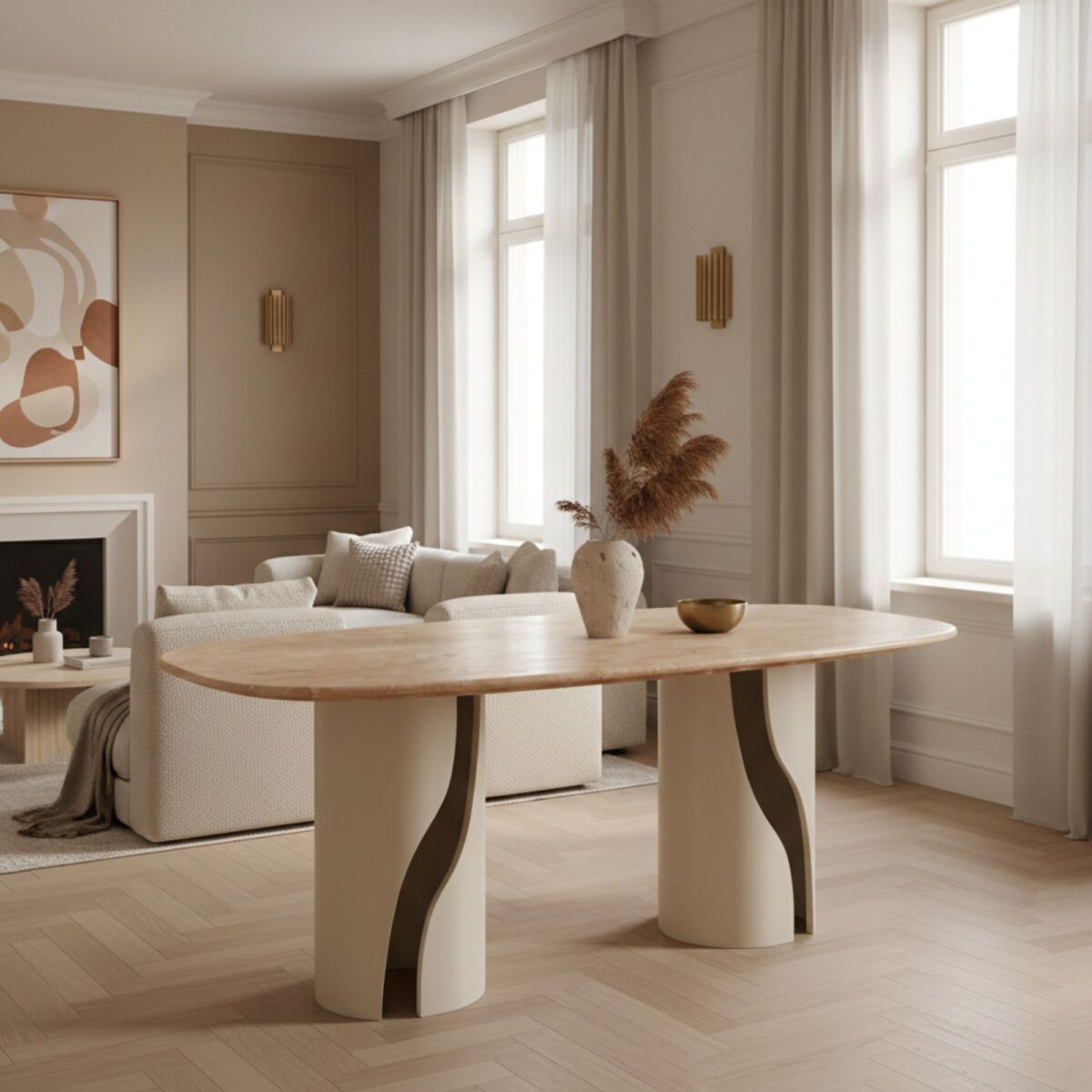 Travertine Marble Dining Table
