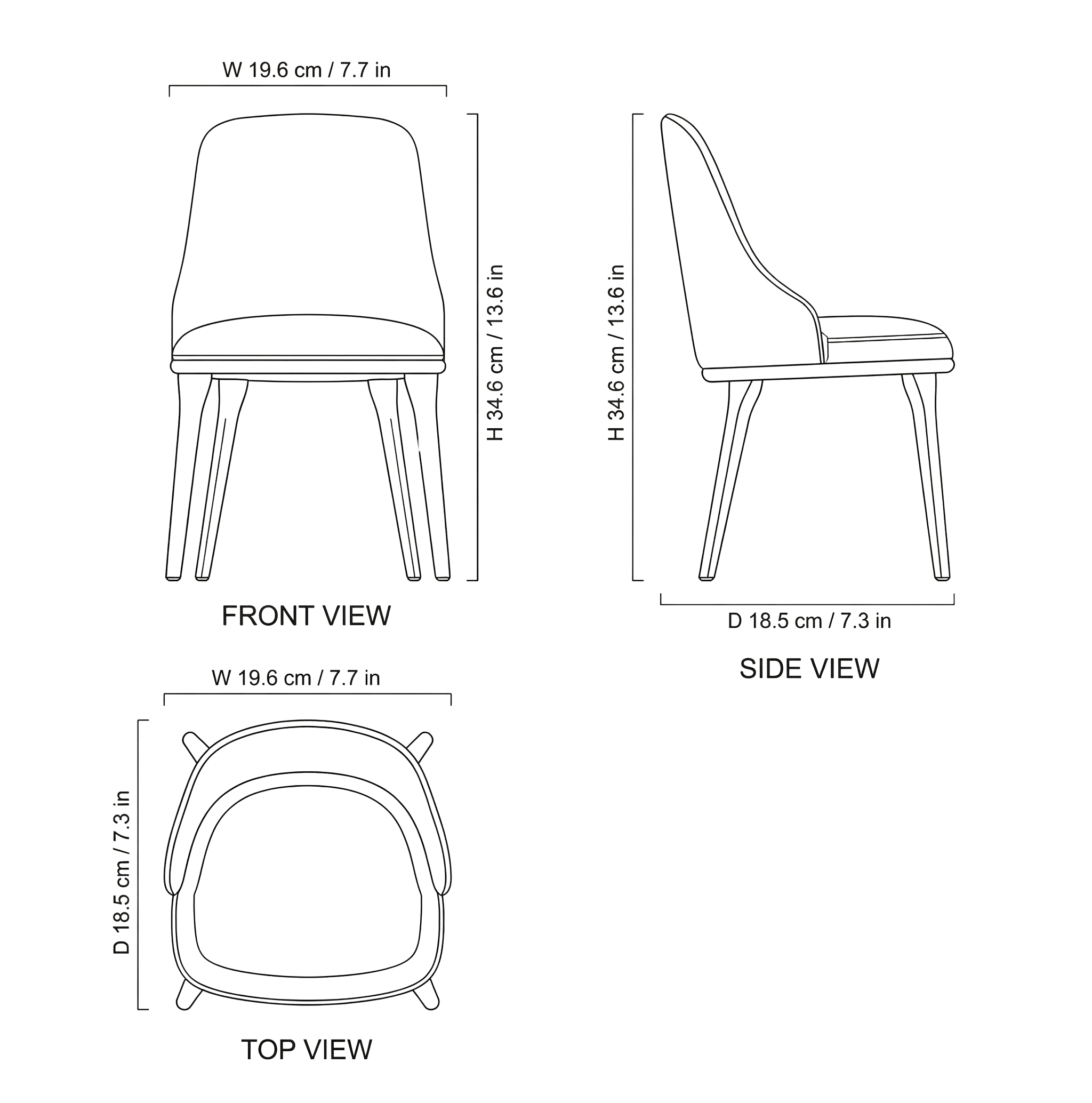 Berlin Modern Dining Chair dimensions