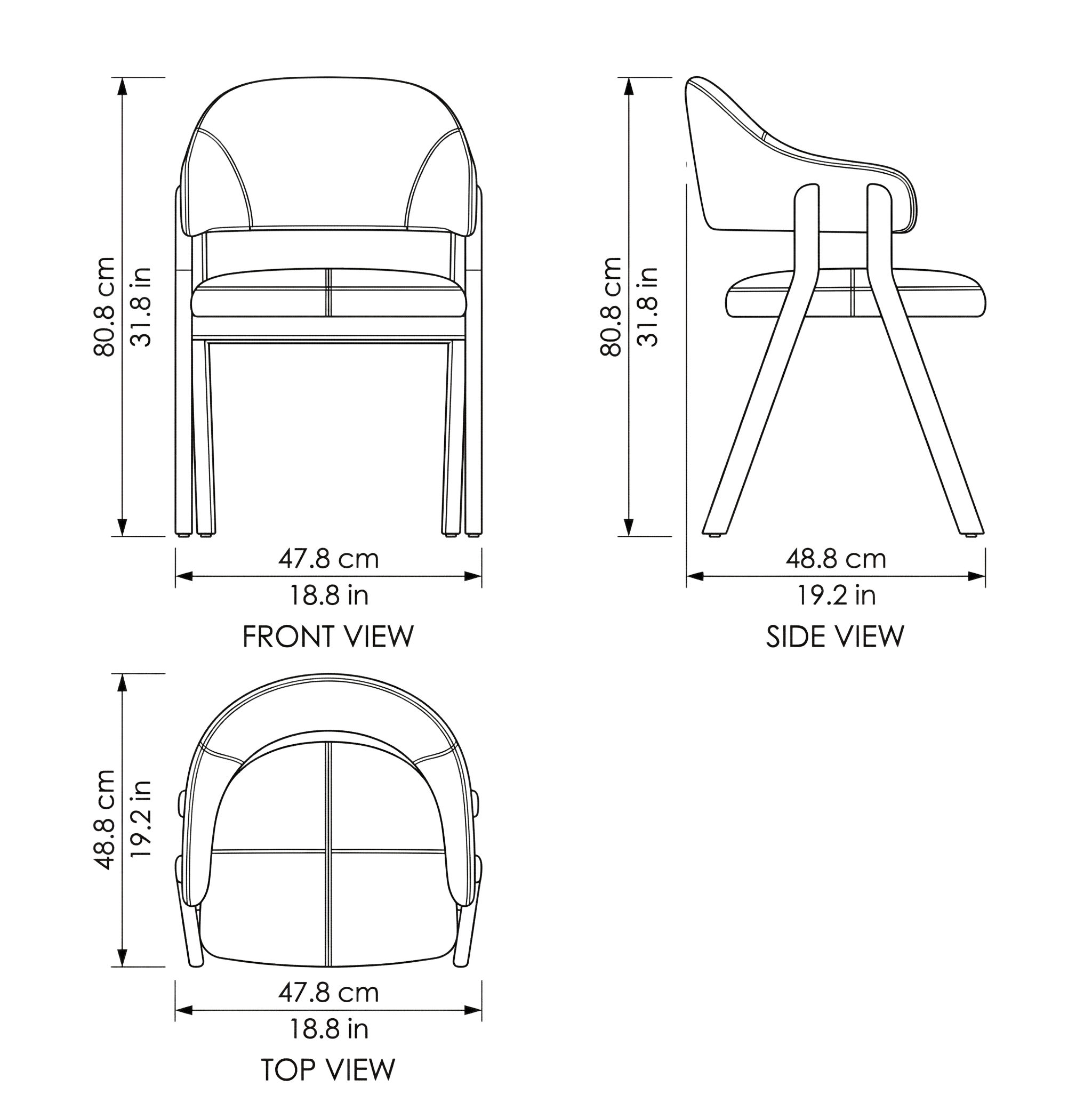 Pi Modern Dining Chair dimensions