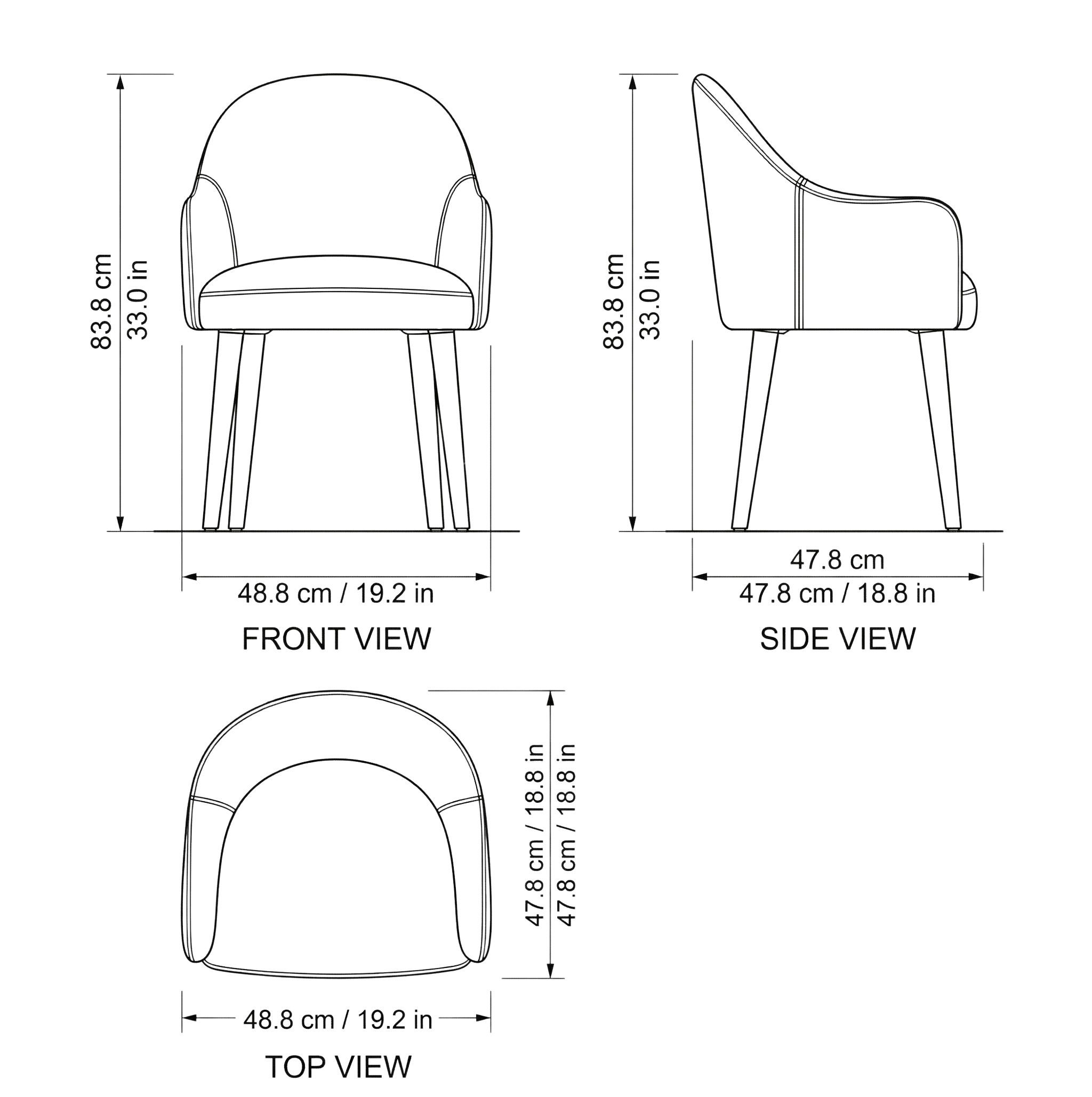 Princess Modern Dining Chair dimensions