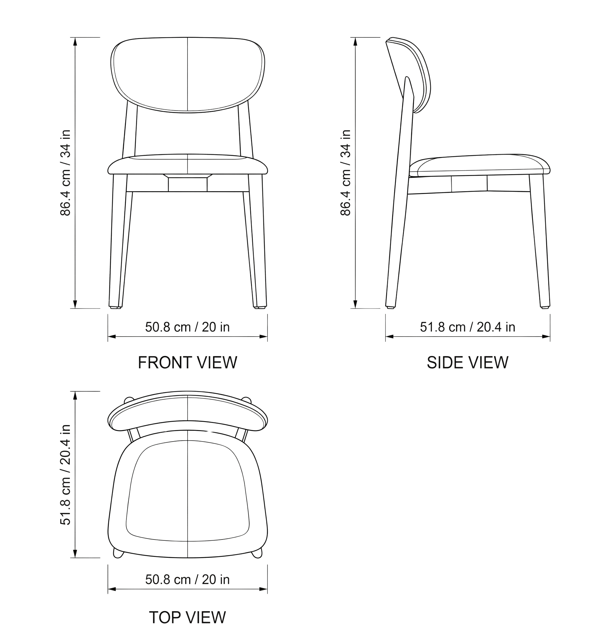 Salda Modern Dining Chair dimensions