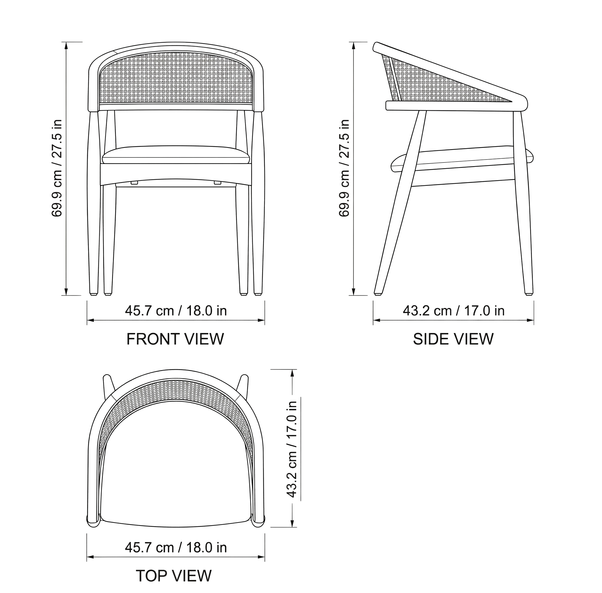 Samarkand Modern Dining Chair dimensions