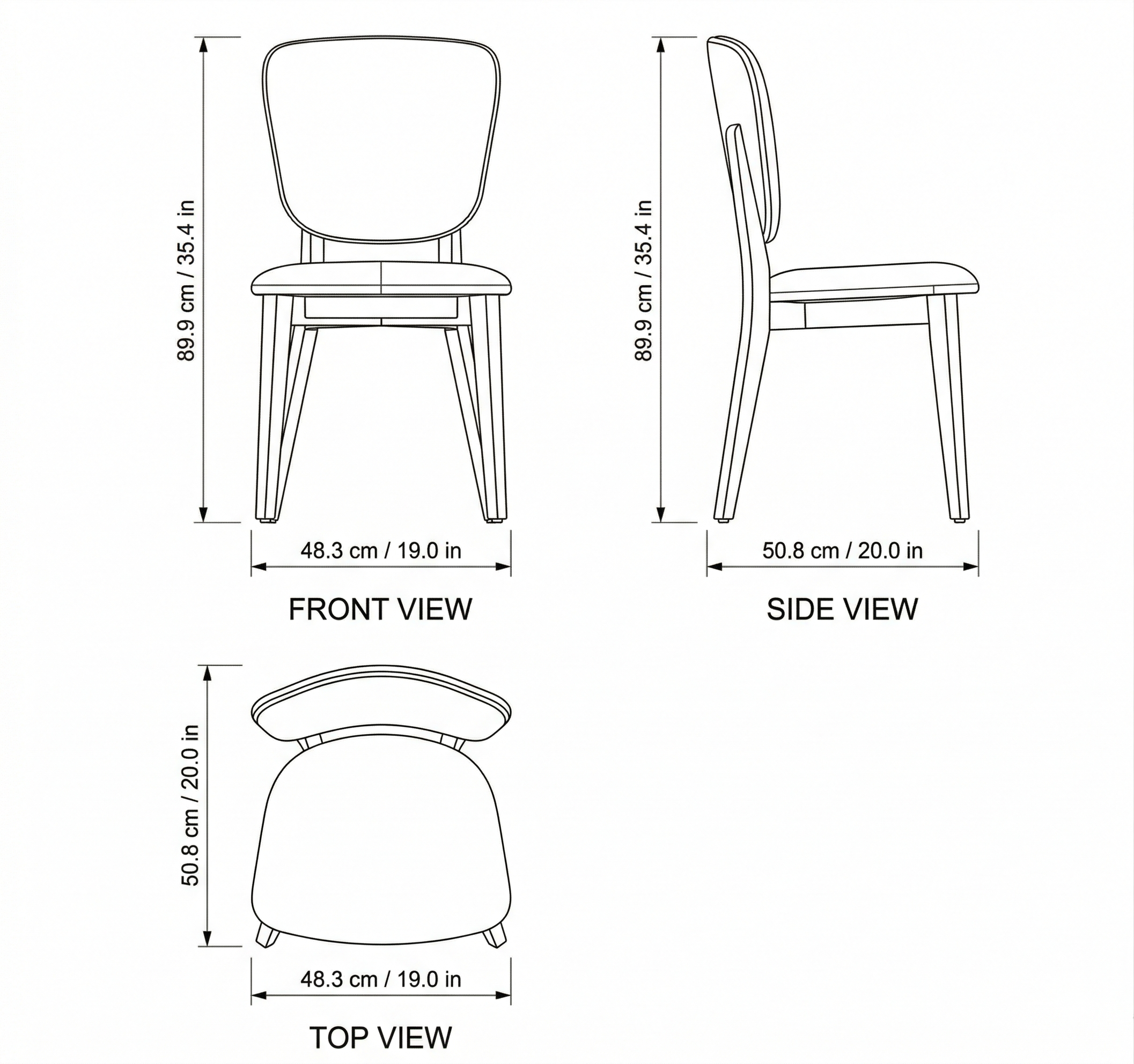 Solo Modern Dining Chair dimensions