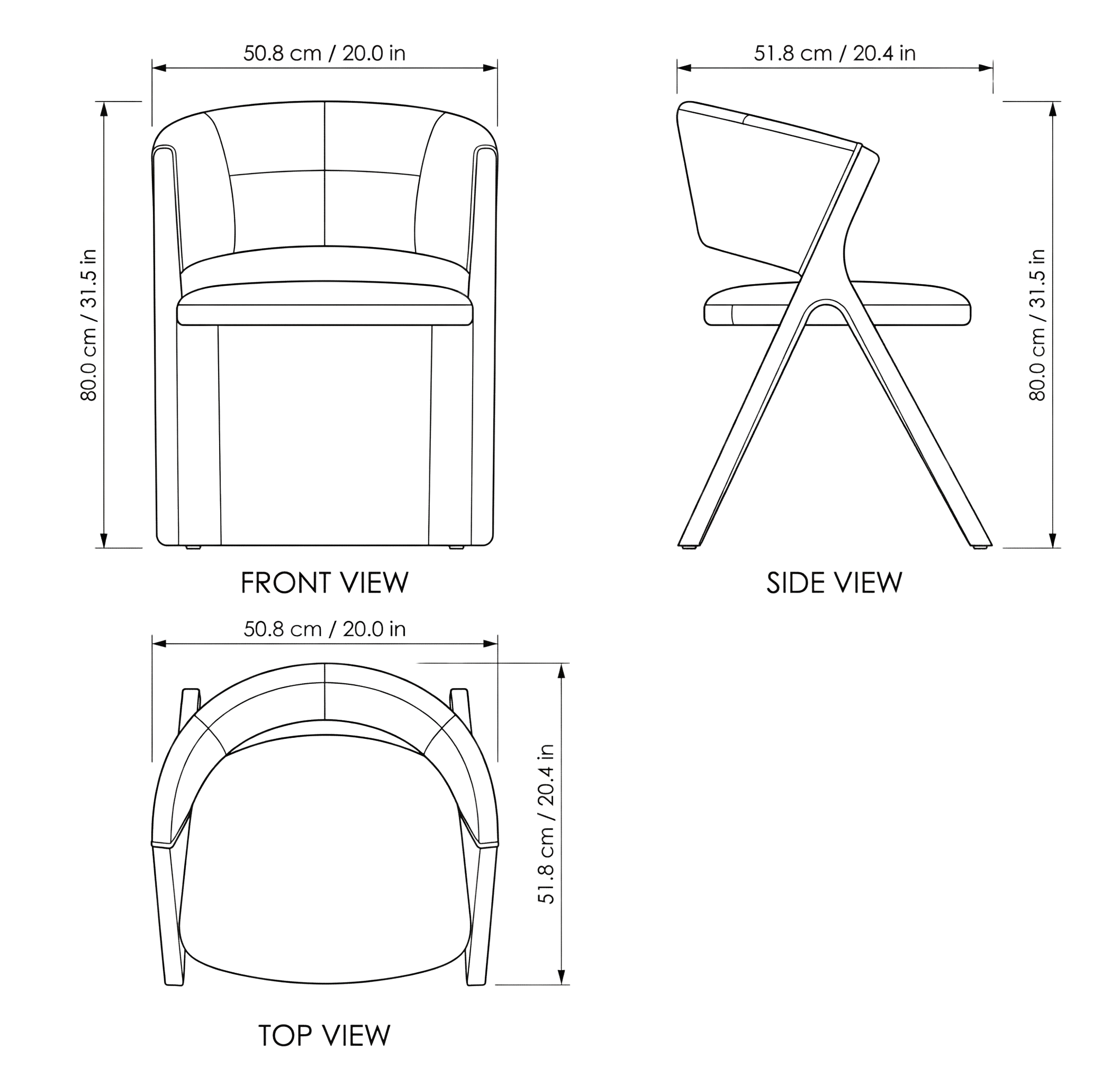Tokyo Modern Dining Chair dimensions