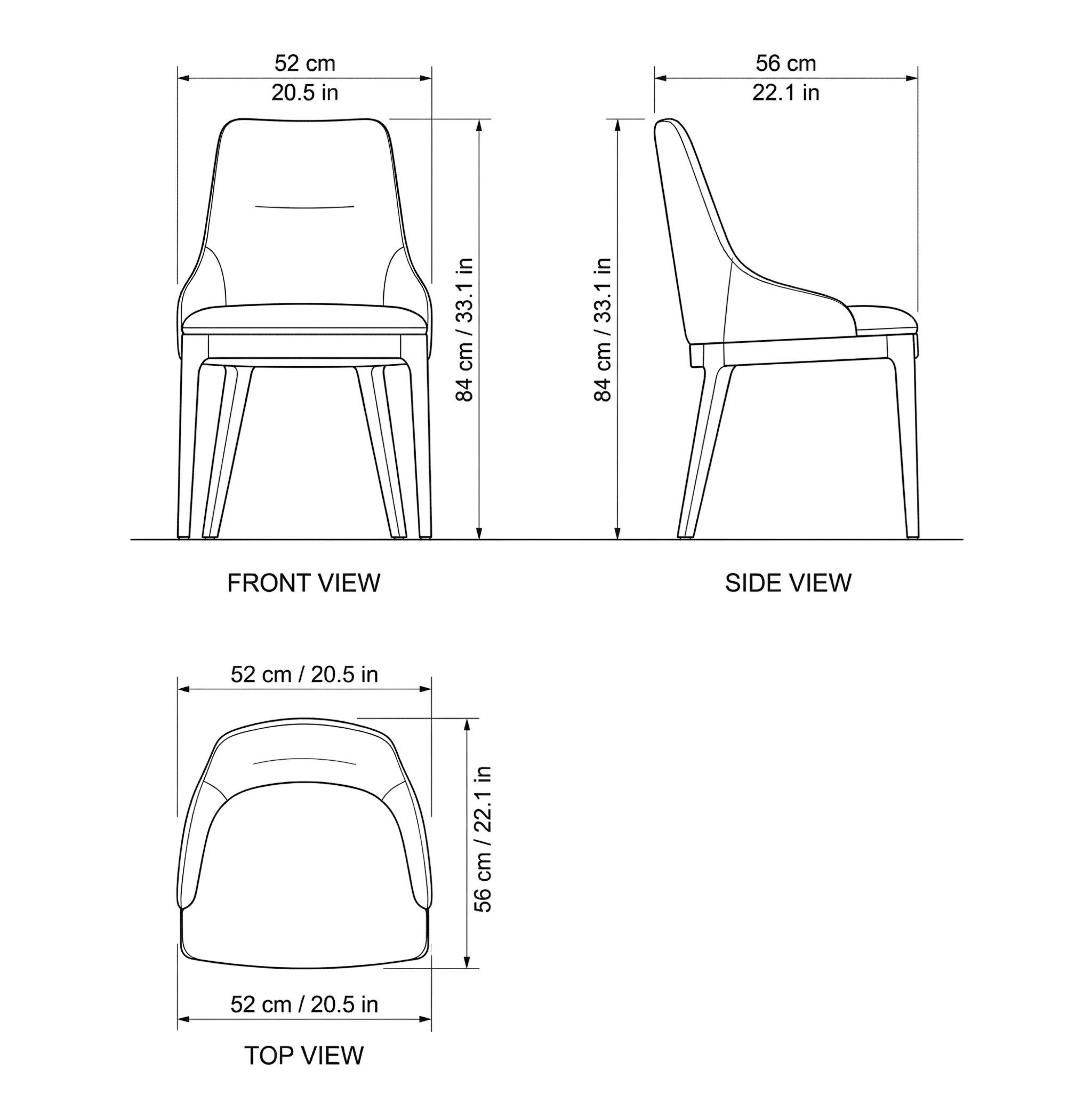 Velar Modern Dining Chair dimensions