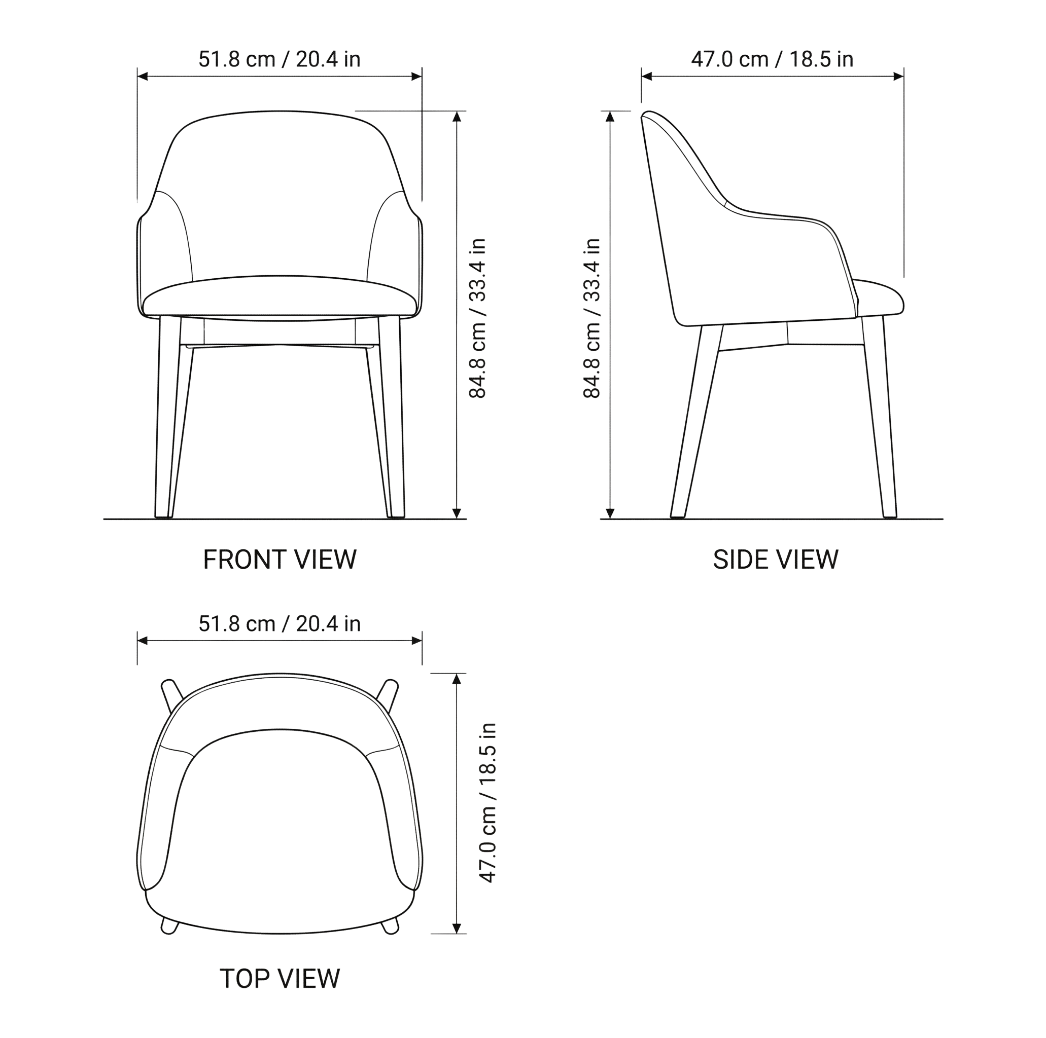 Verona Modern Dining Chair dimensions