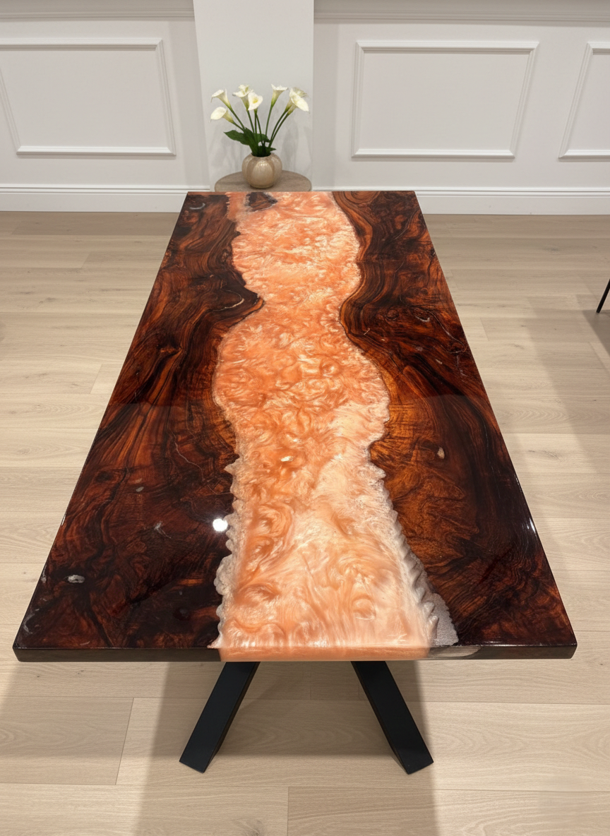 350-Year Heritage Custom Walnut & Epoxy Dining Table