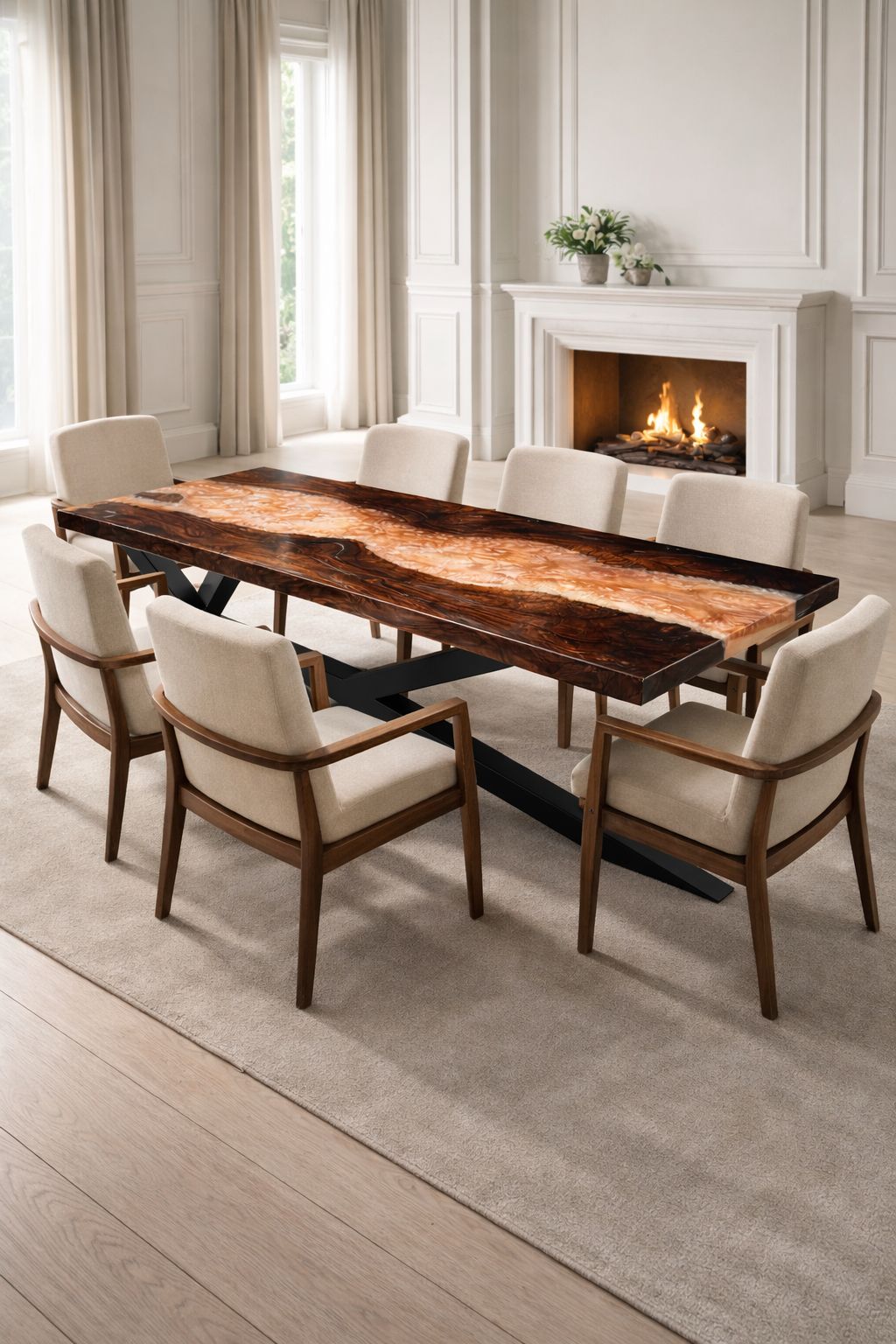 350-Year Heritage Custom Walnut & Epoxy Dining Table