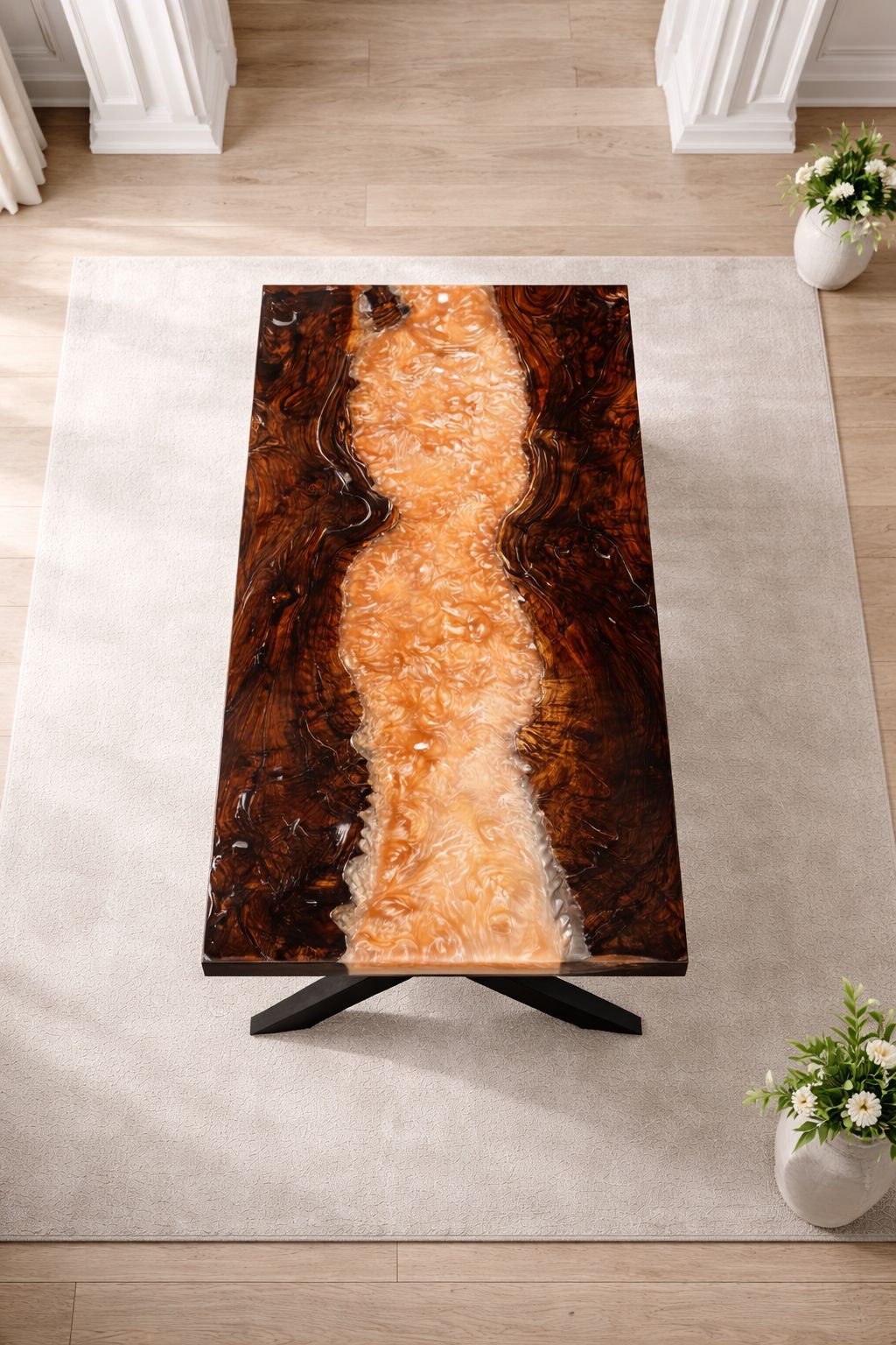 350-Year Heritage Custom Walnut & Epoxy Dining Table