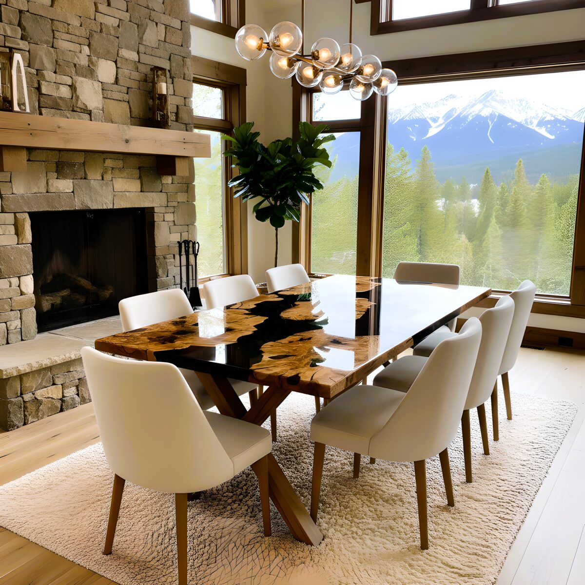 Eclipse Olive Wood Epoxy Dining Table