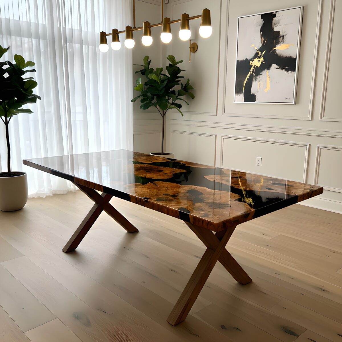 Eclipse Olive Wood Epoxy Dining Table
