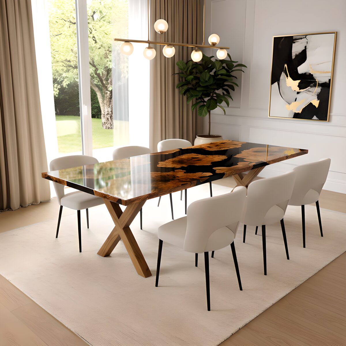 Eclipse Olive Wood Epoxy Dining Table