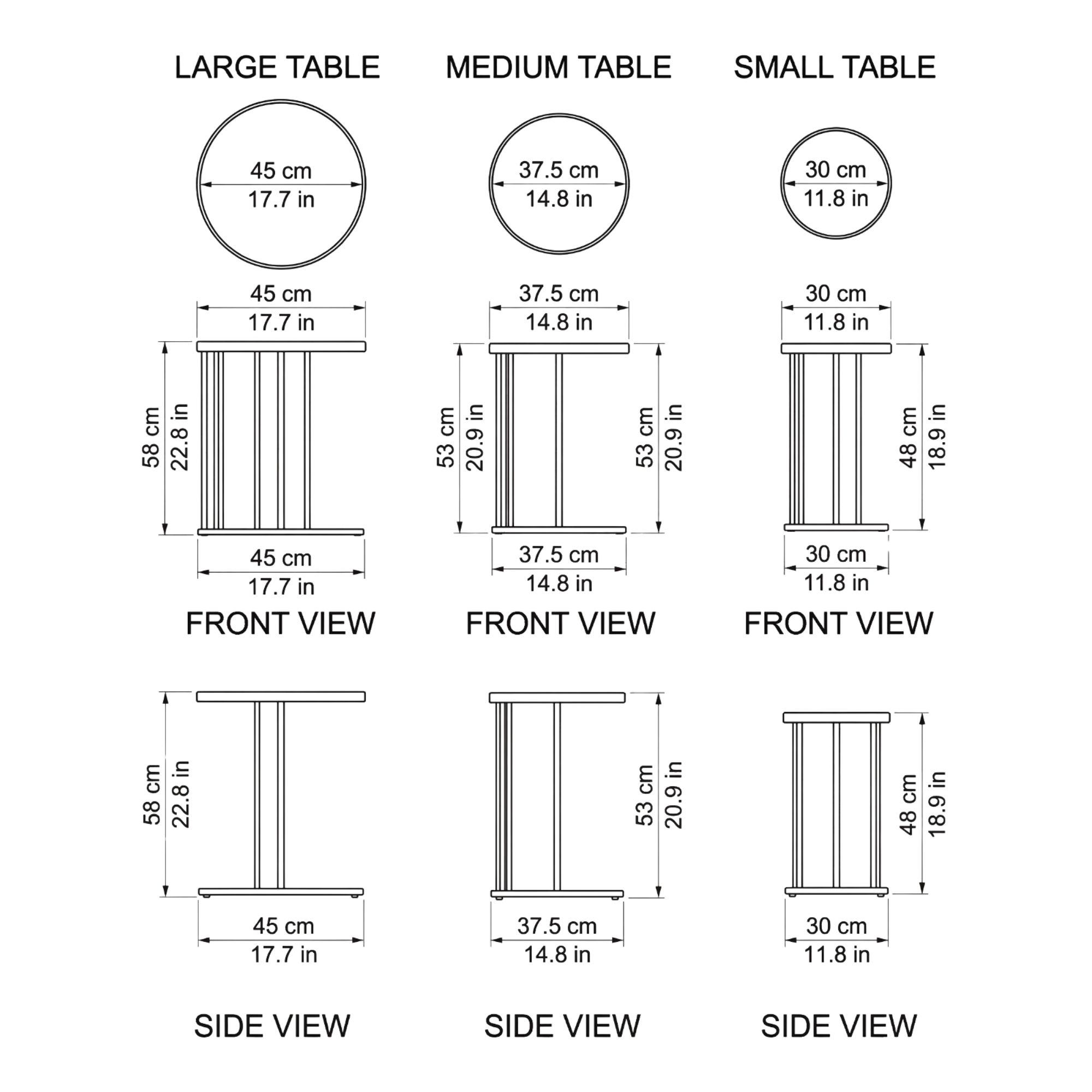 College Park Nesting Side Tables dimensions