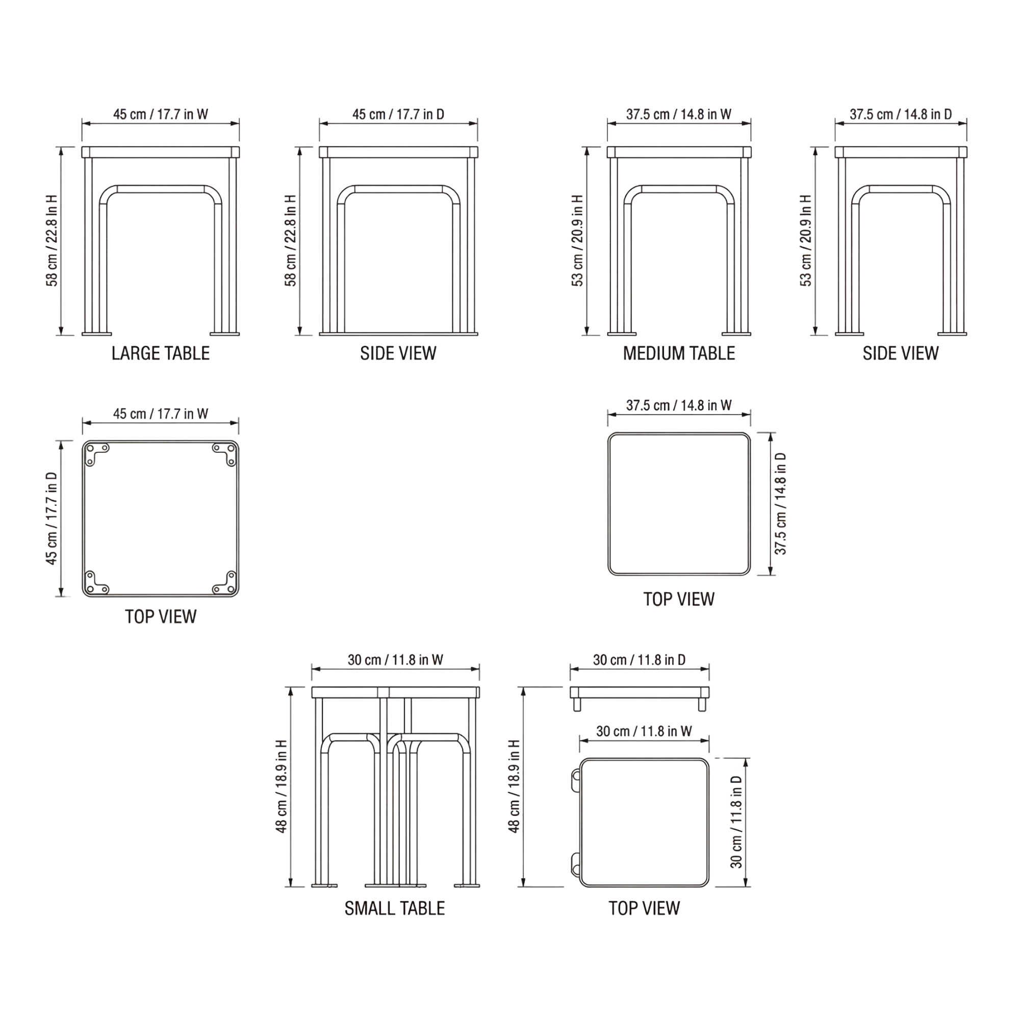 Riverdale Nesting Side Table dimensions