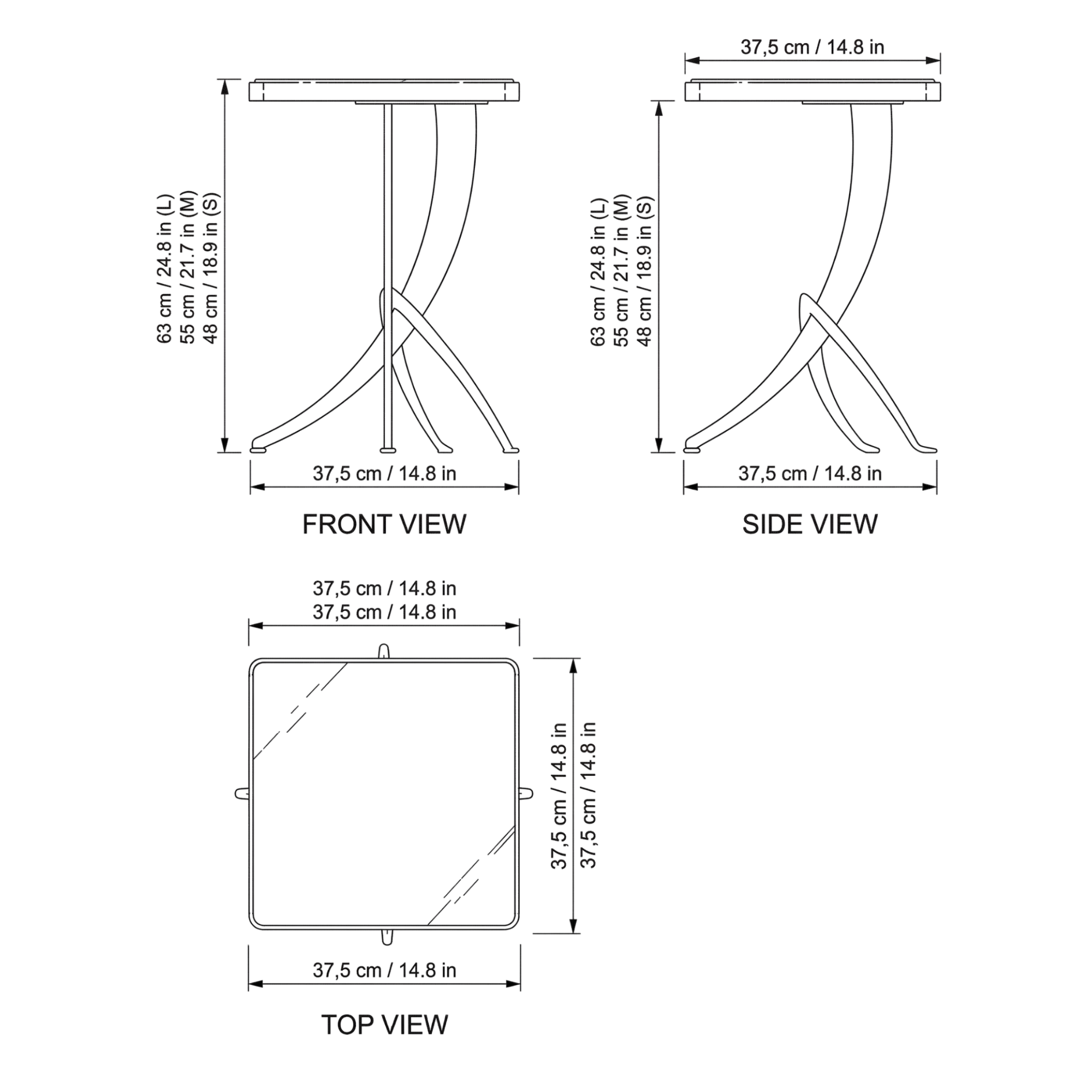 Palmetto Nesting Side Tables dimensions