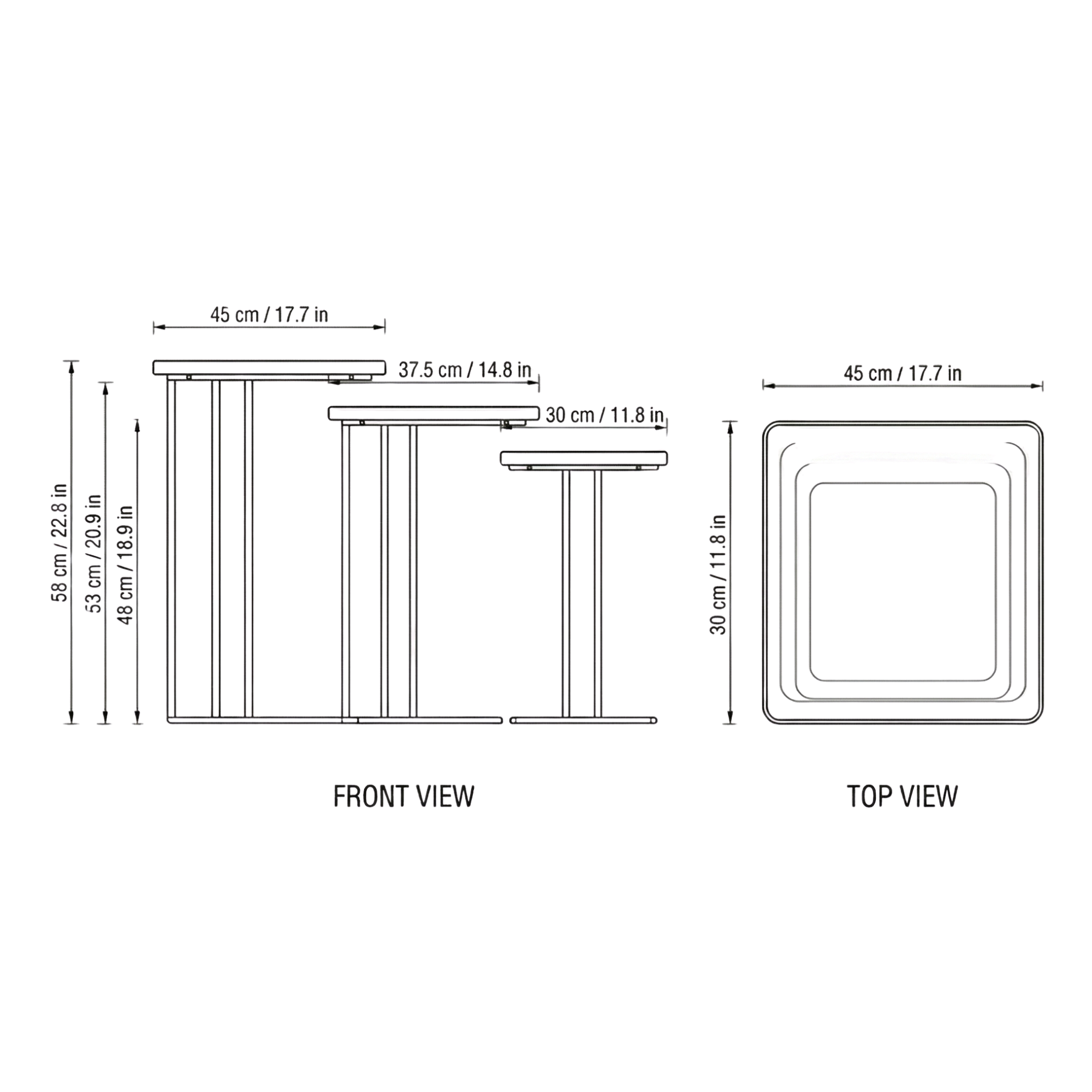 Tyrone Nesting Side Tables dimensions