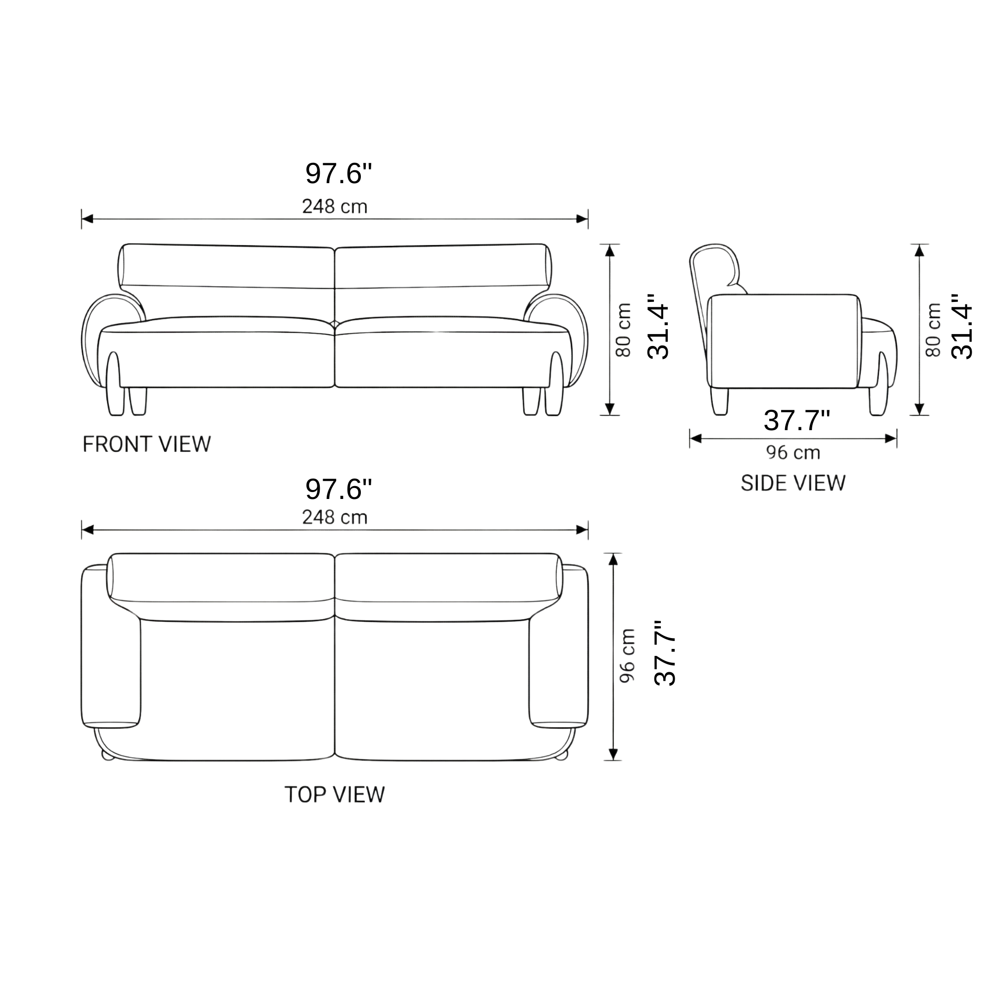 City Modern Sofa dimensions
