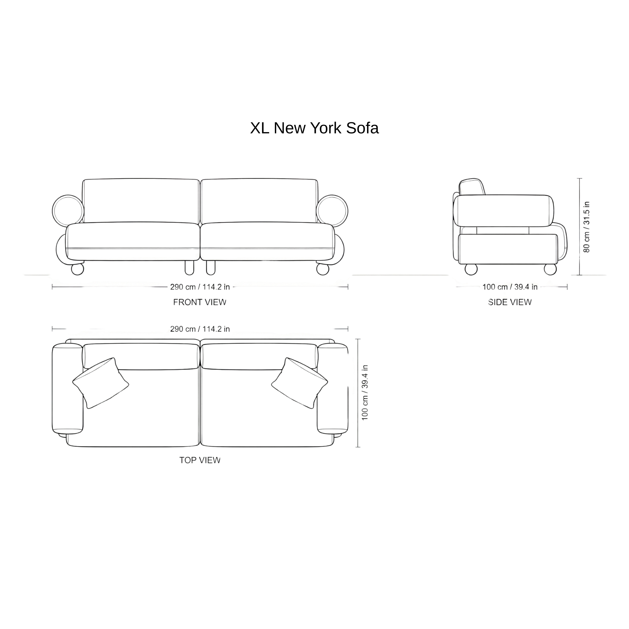 New York Sofa dimensions