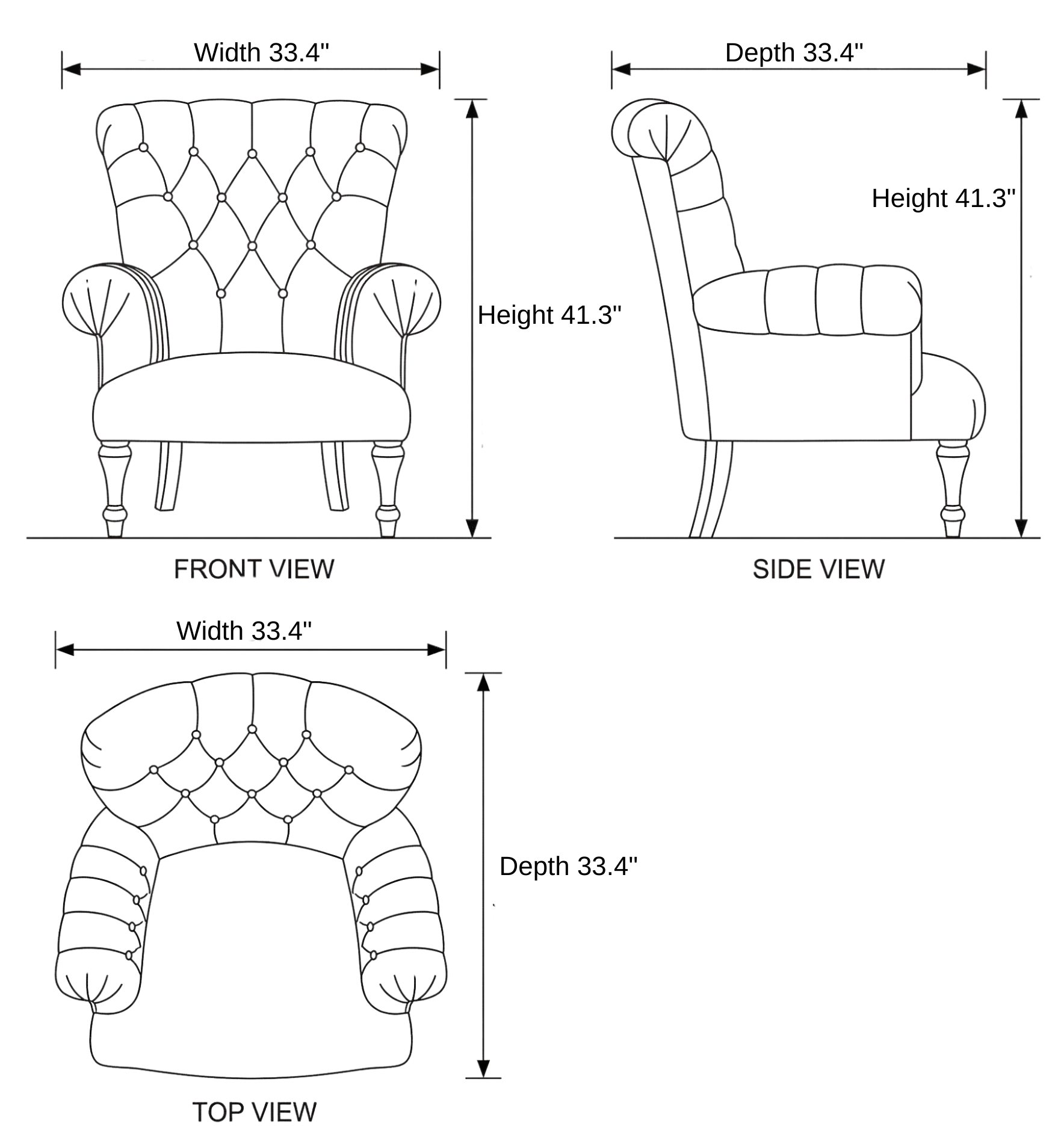 Athens Chesterfield Sofa dimensions