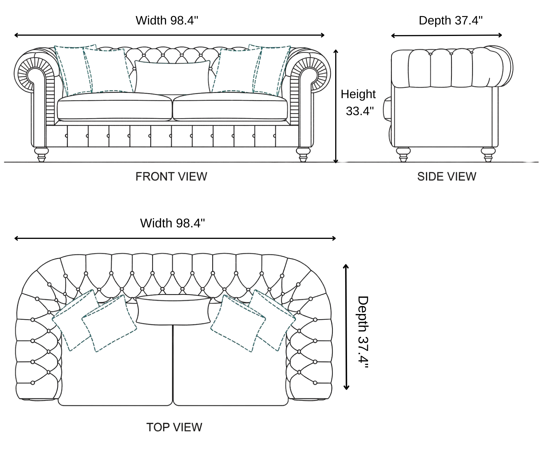 Macon Sofa dimensions
