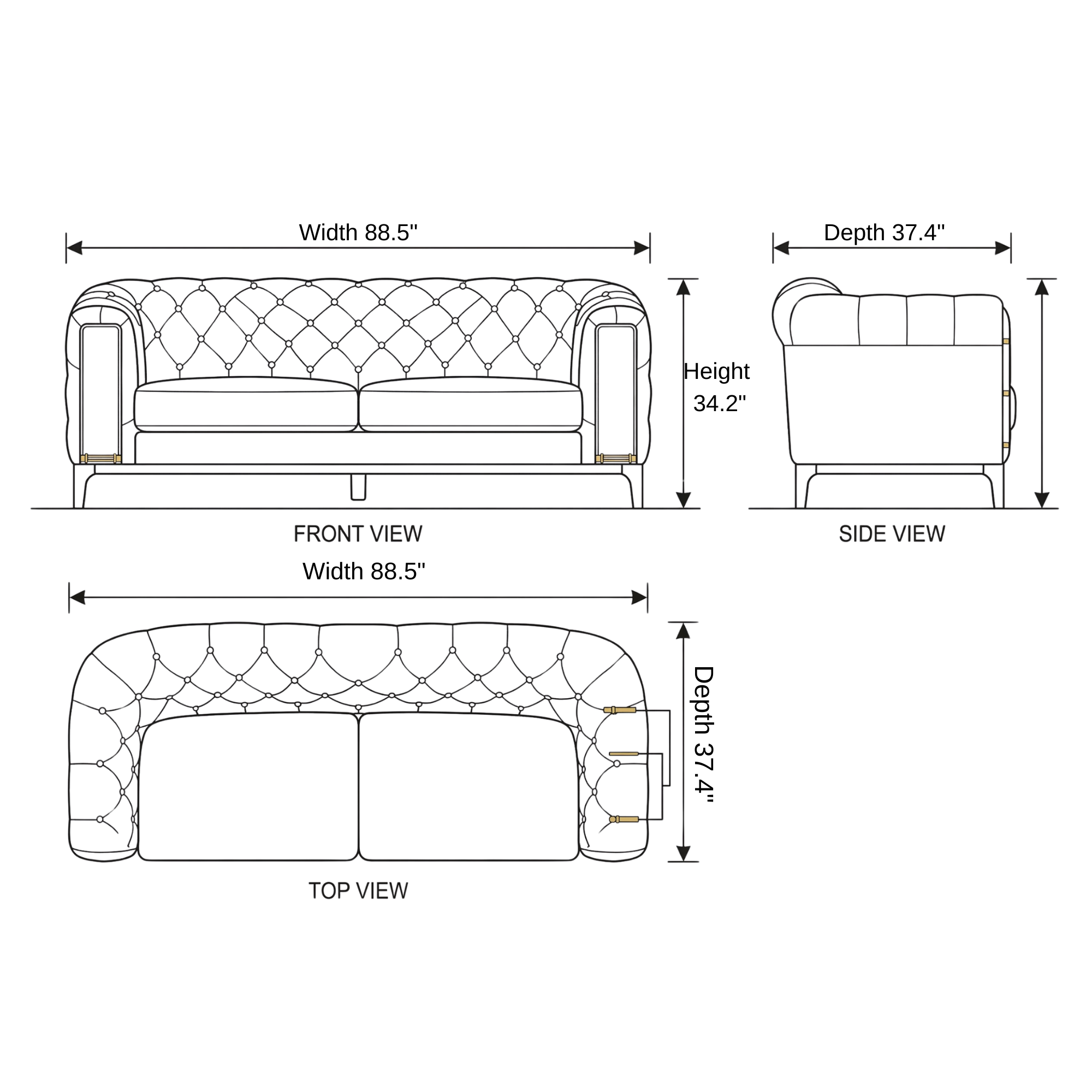 Alabama Bed Sofa dimensions