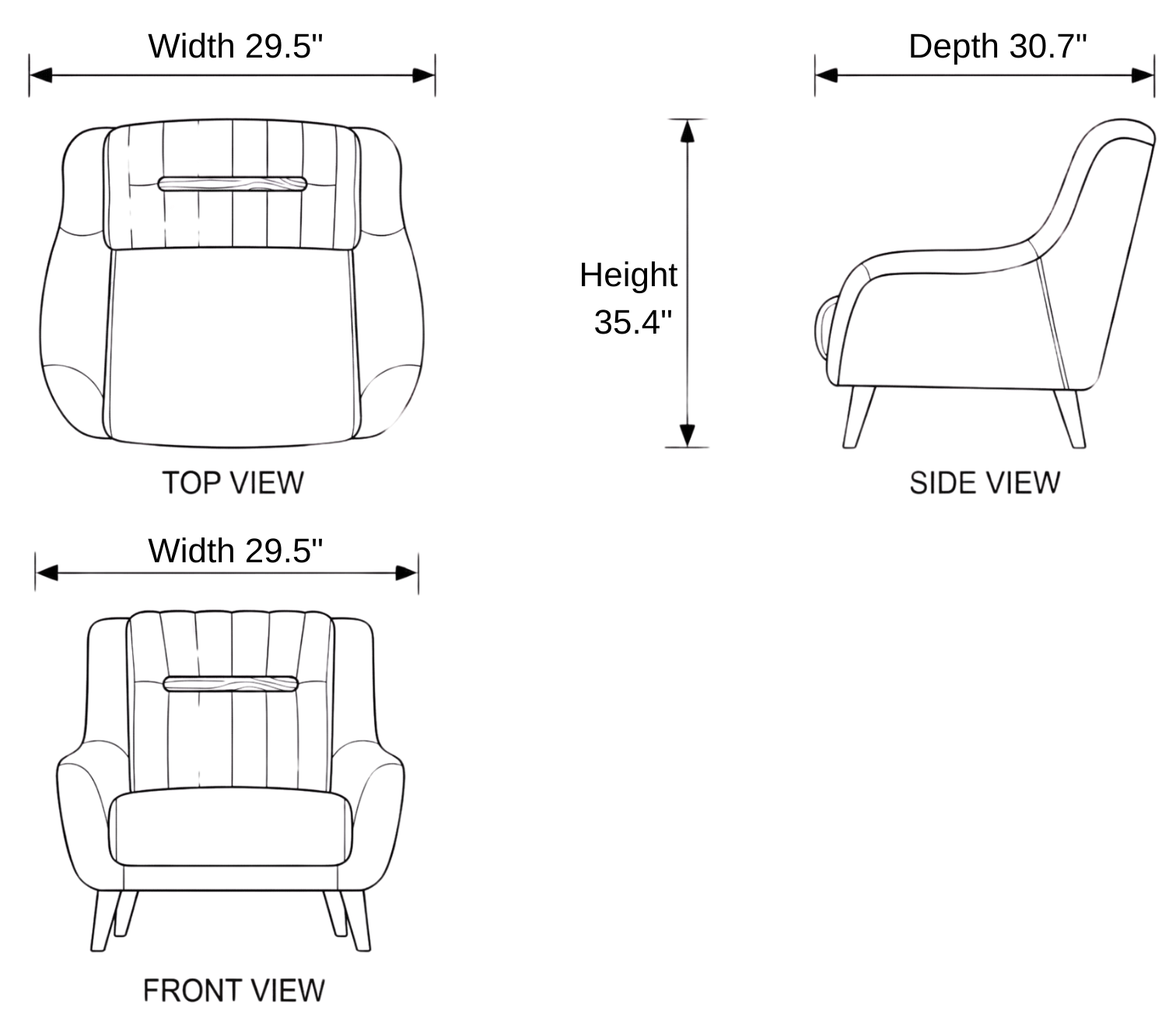 Washington Modern Sofa dimensions