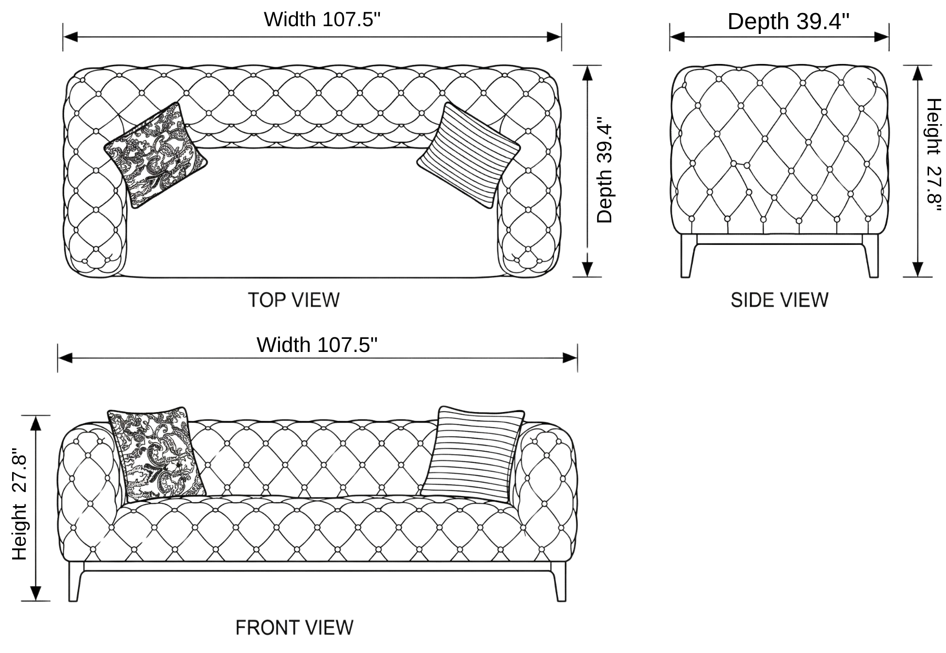 Fashion Sofa dimensions
