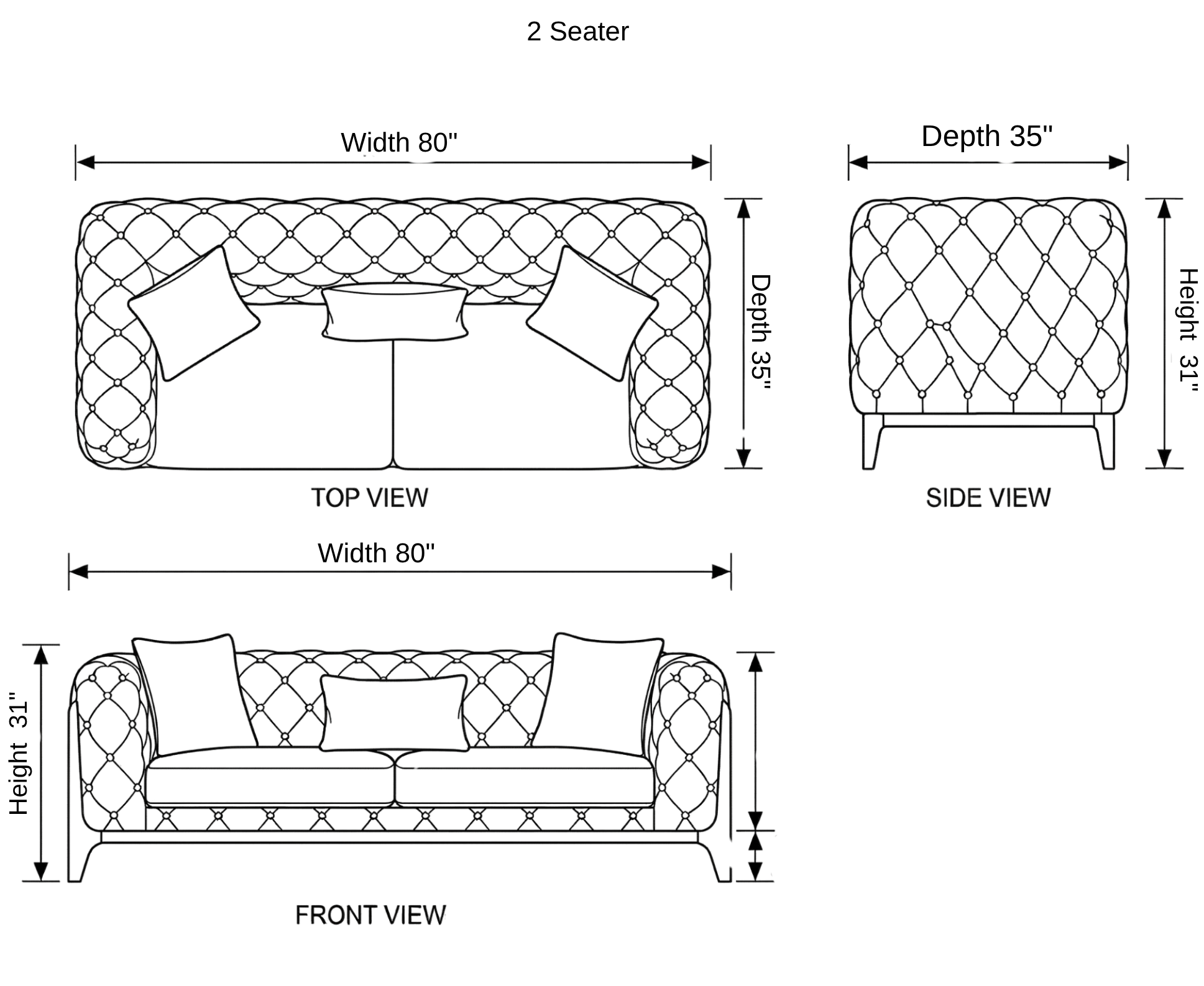 New Jersey Modern Sofa dimensions