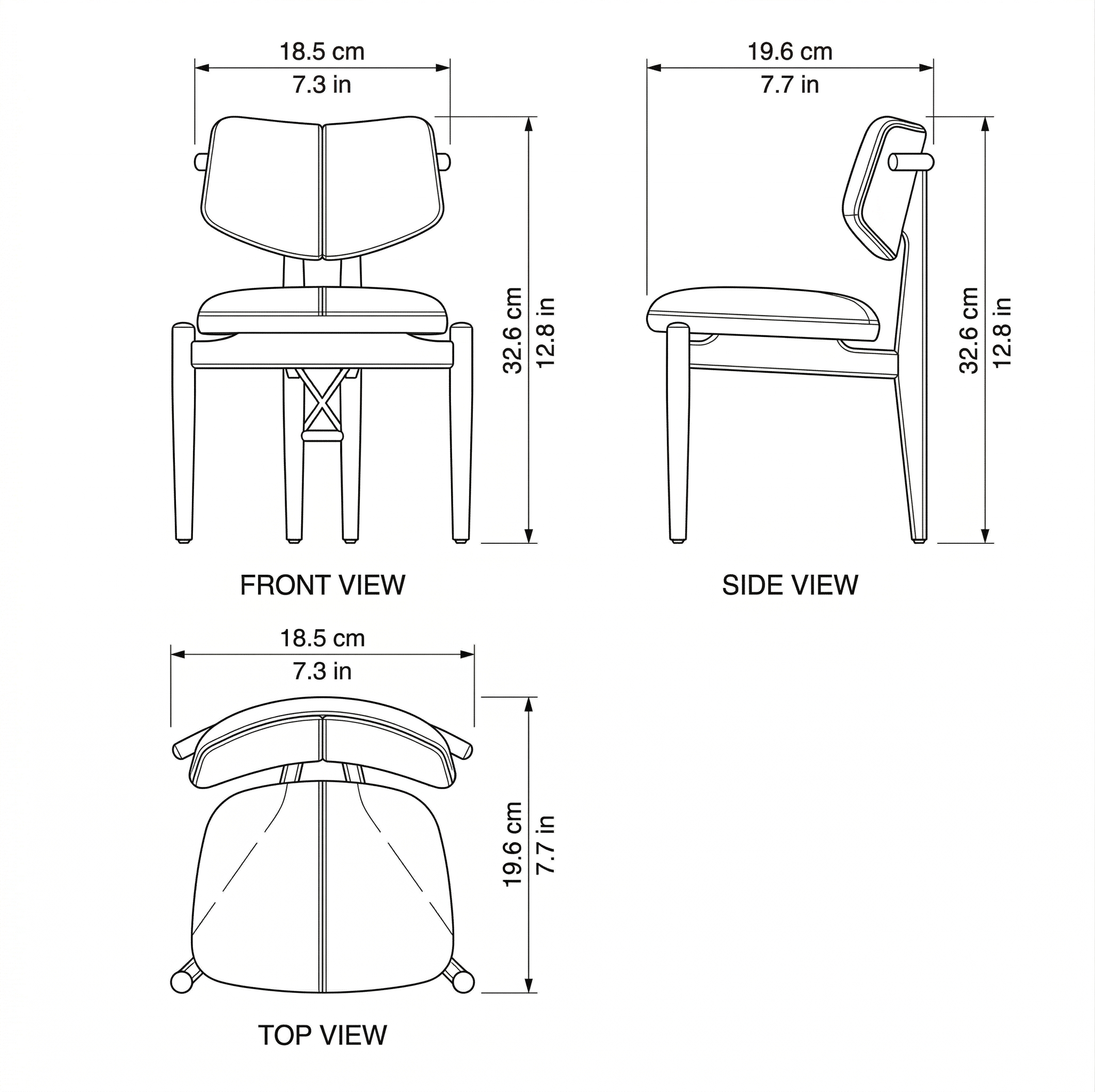 Luma Armless Dining Chair dimensions