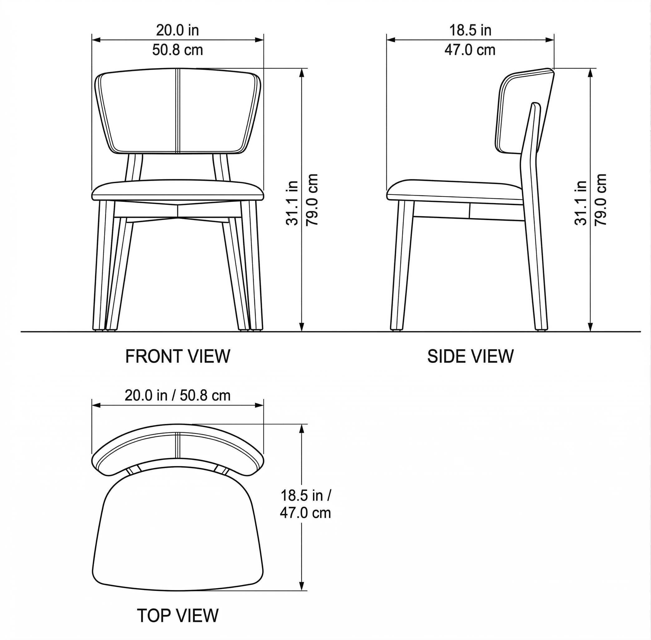 Angel Dining Chair dimensions