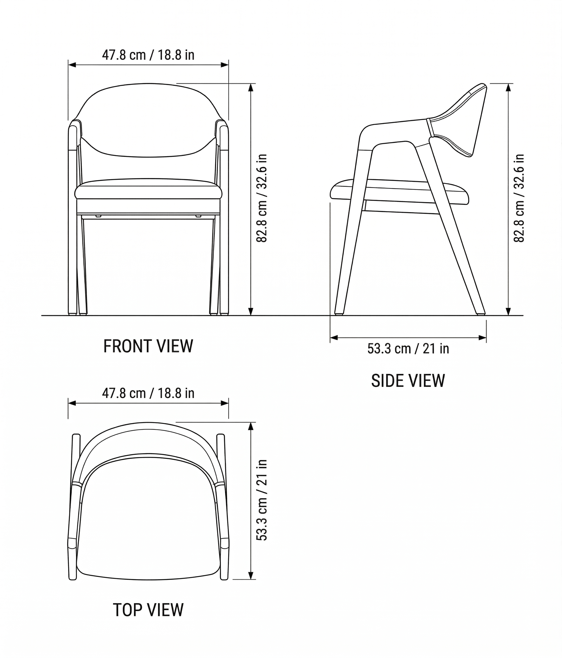 Armani Dining Chair dimensions