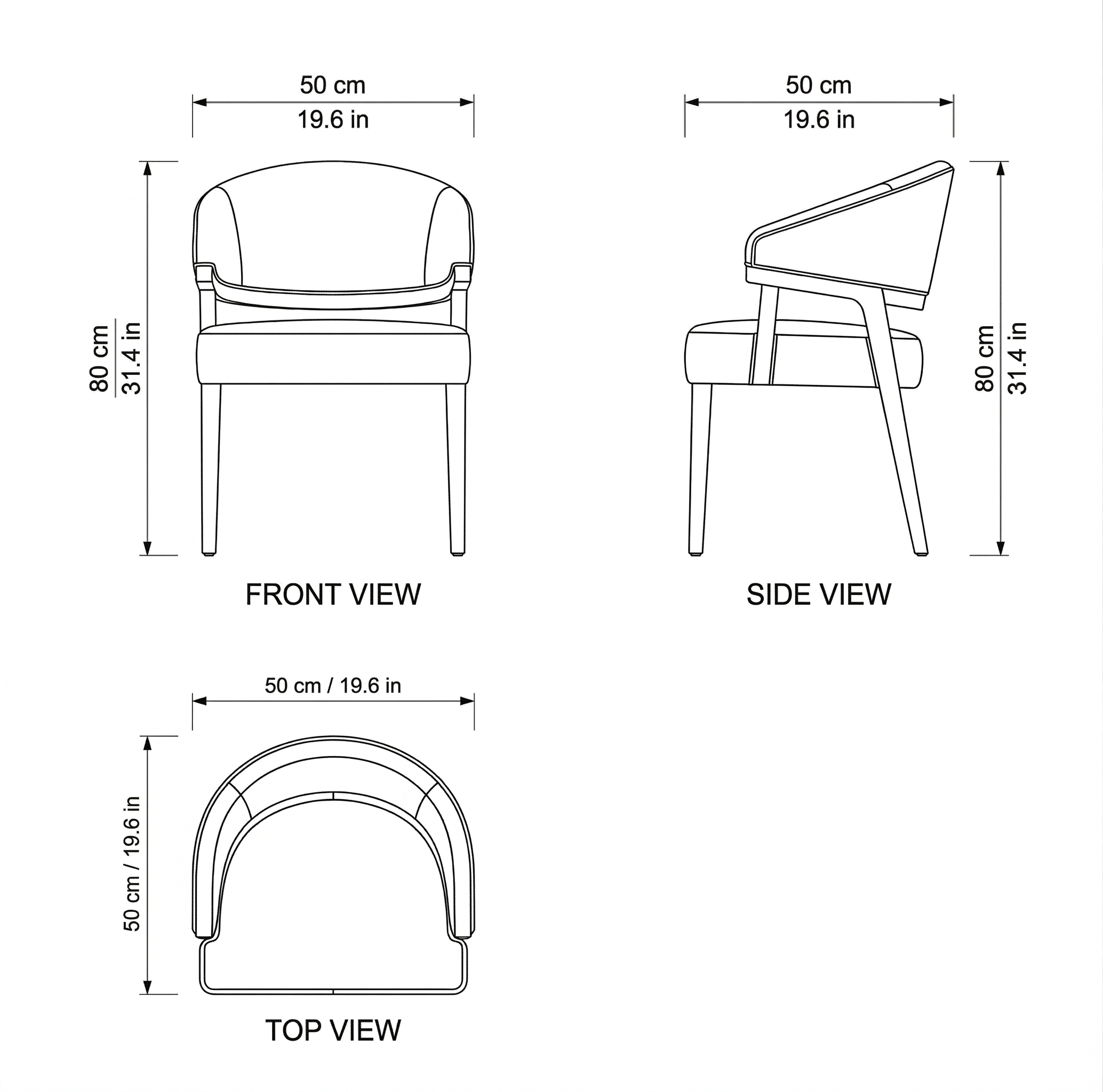 Arya Dining Chair dimensions