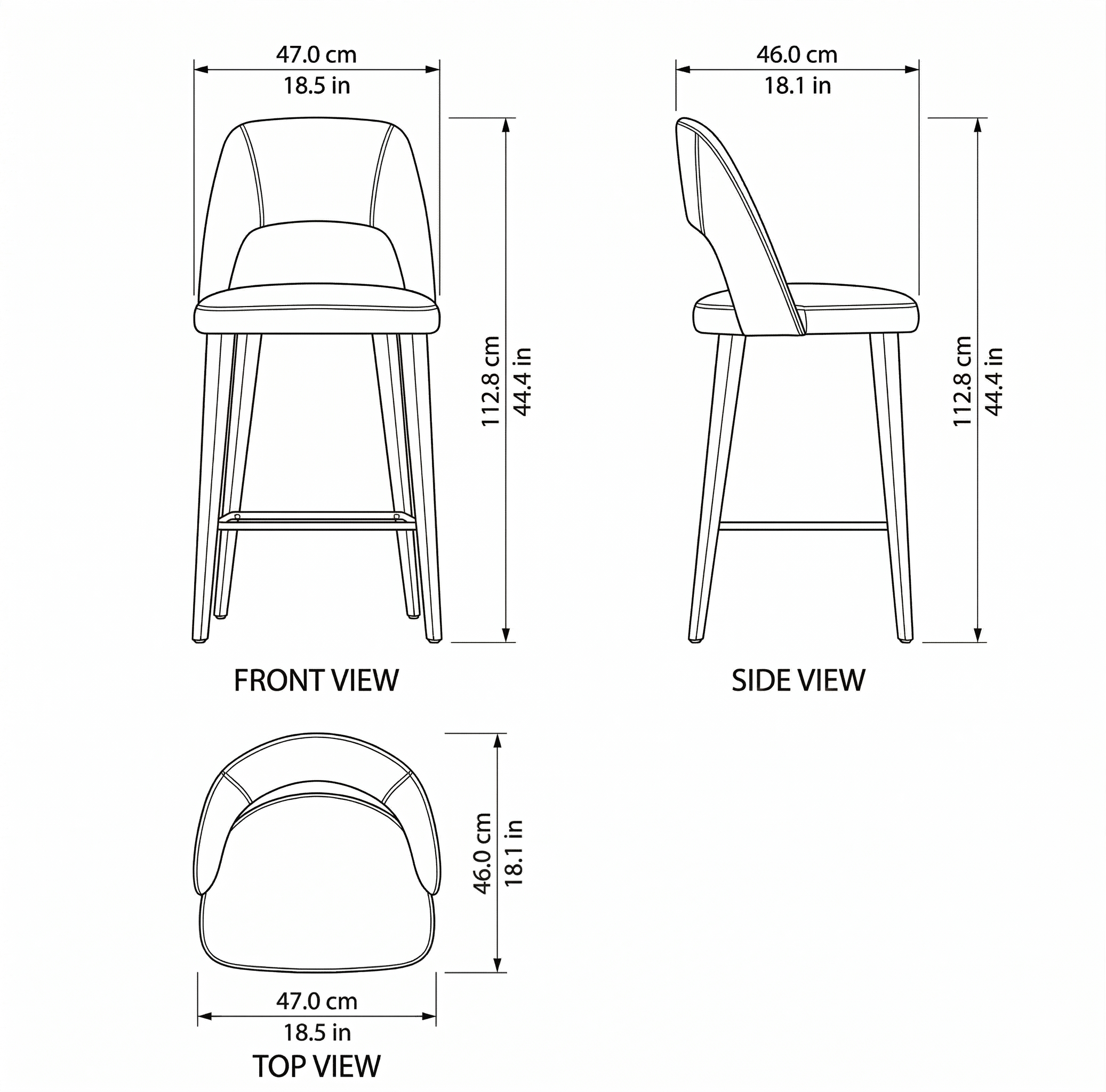 Ege Bar Stool dimensions