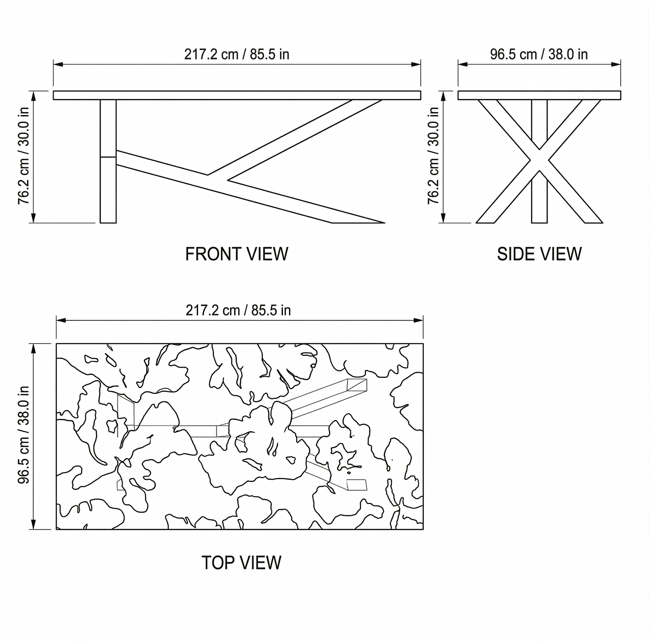Immortal Olive Epoxy Table dimensions