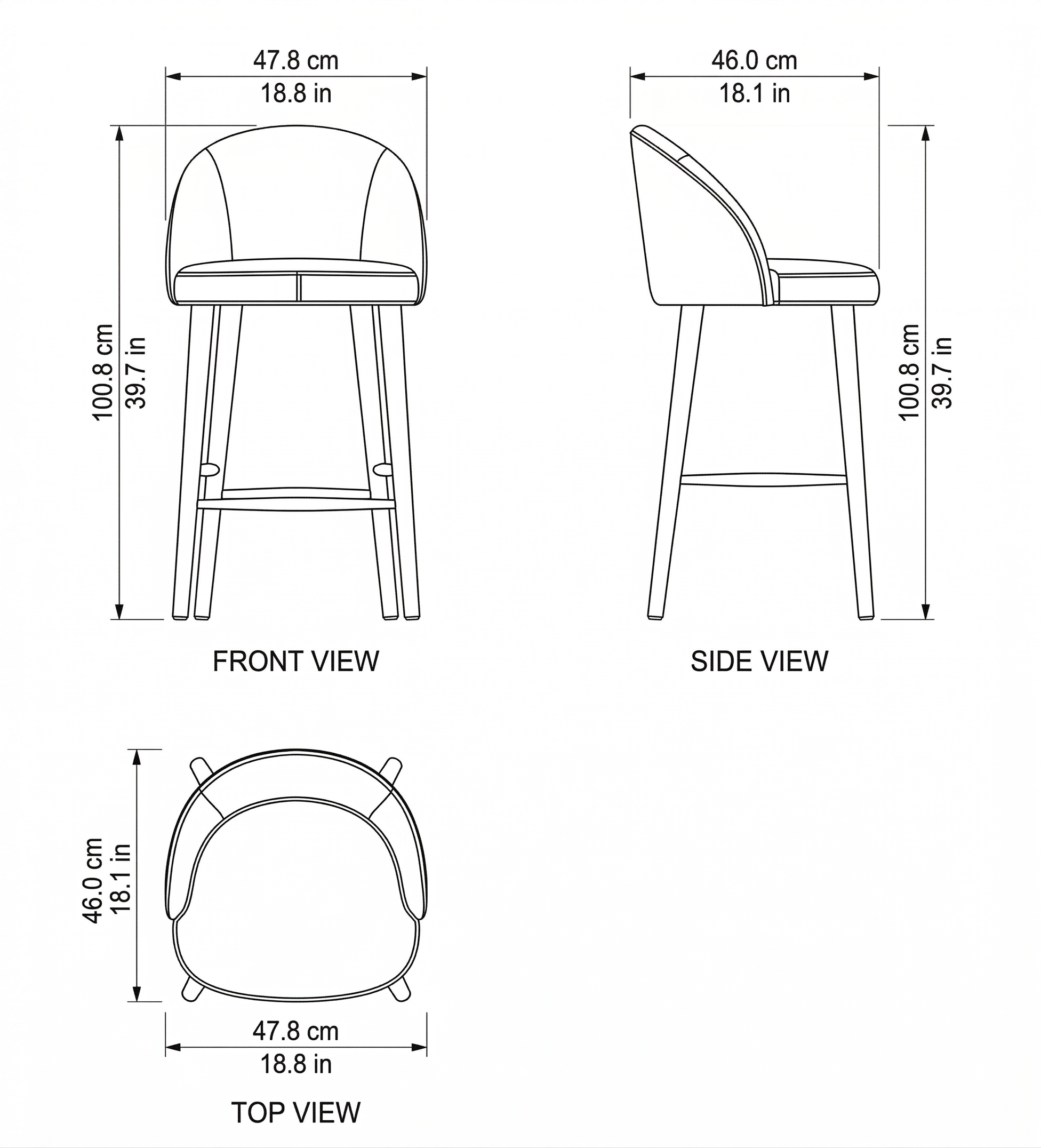 Rita Counter Stool dimensions