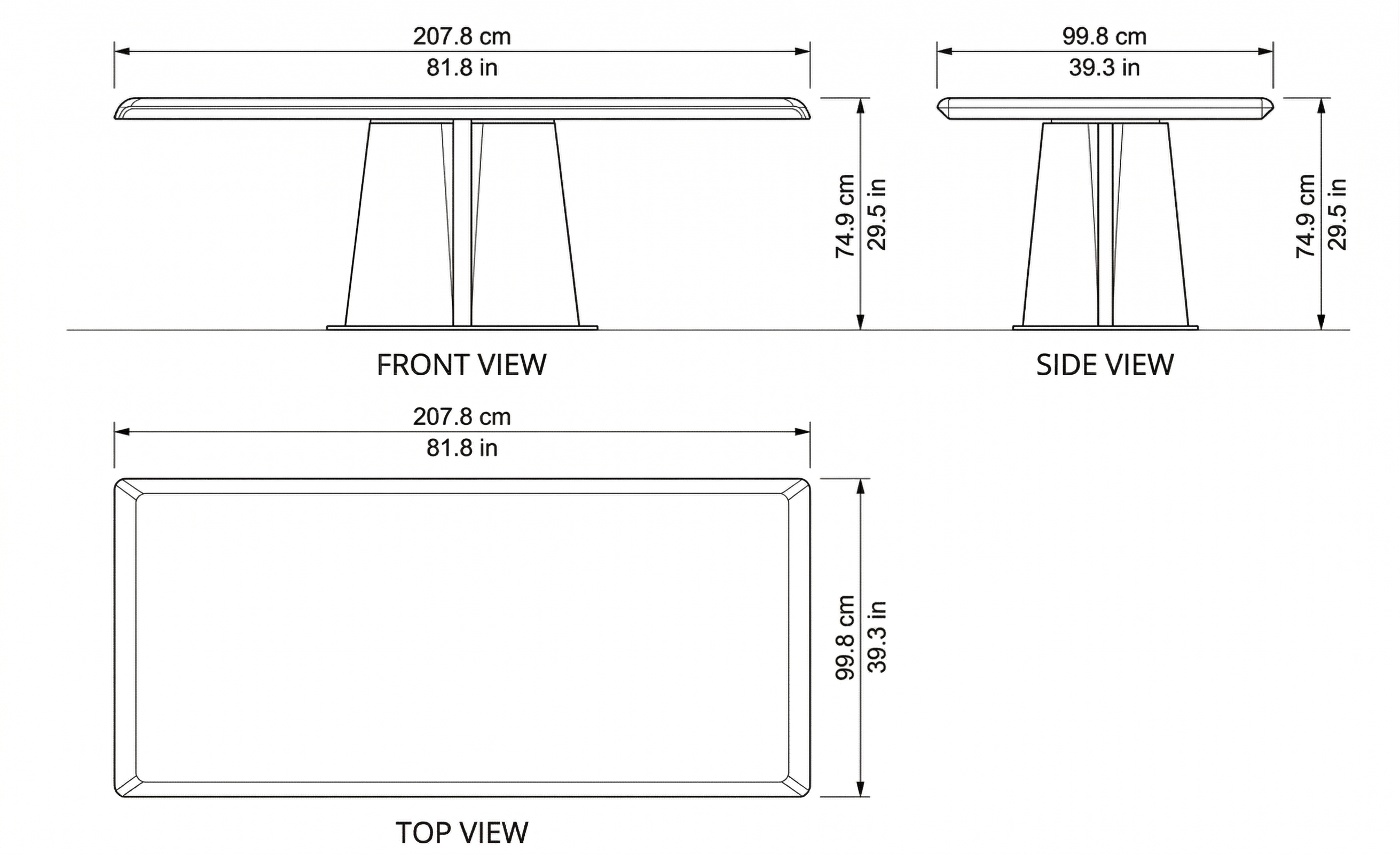 Ocean Dining Table dimensions